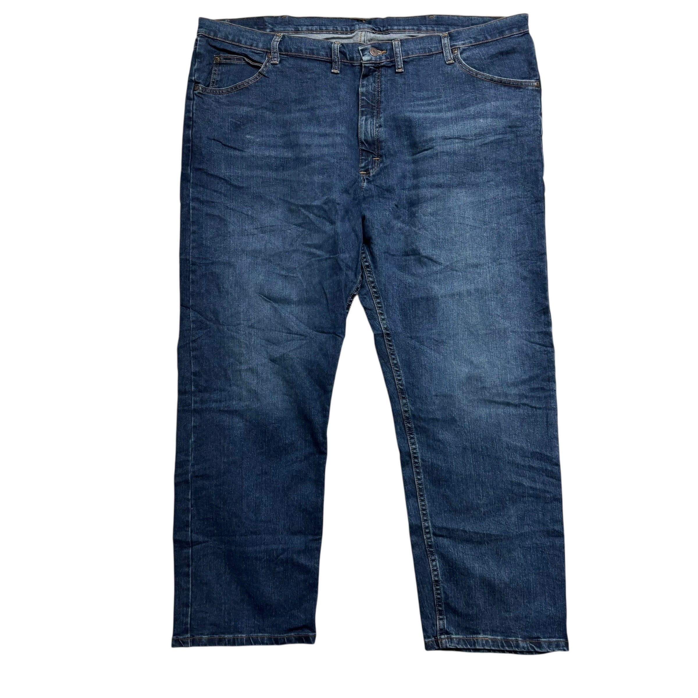 Wrangler Jeans W46 L30 Mens Dark Blue Relaxed Straight Fit Stretch Denim (E)