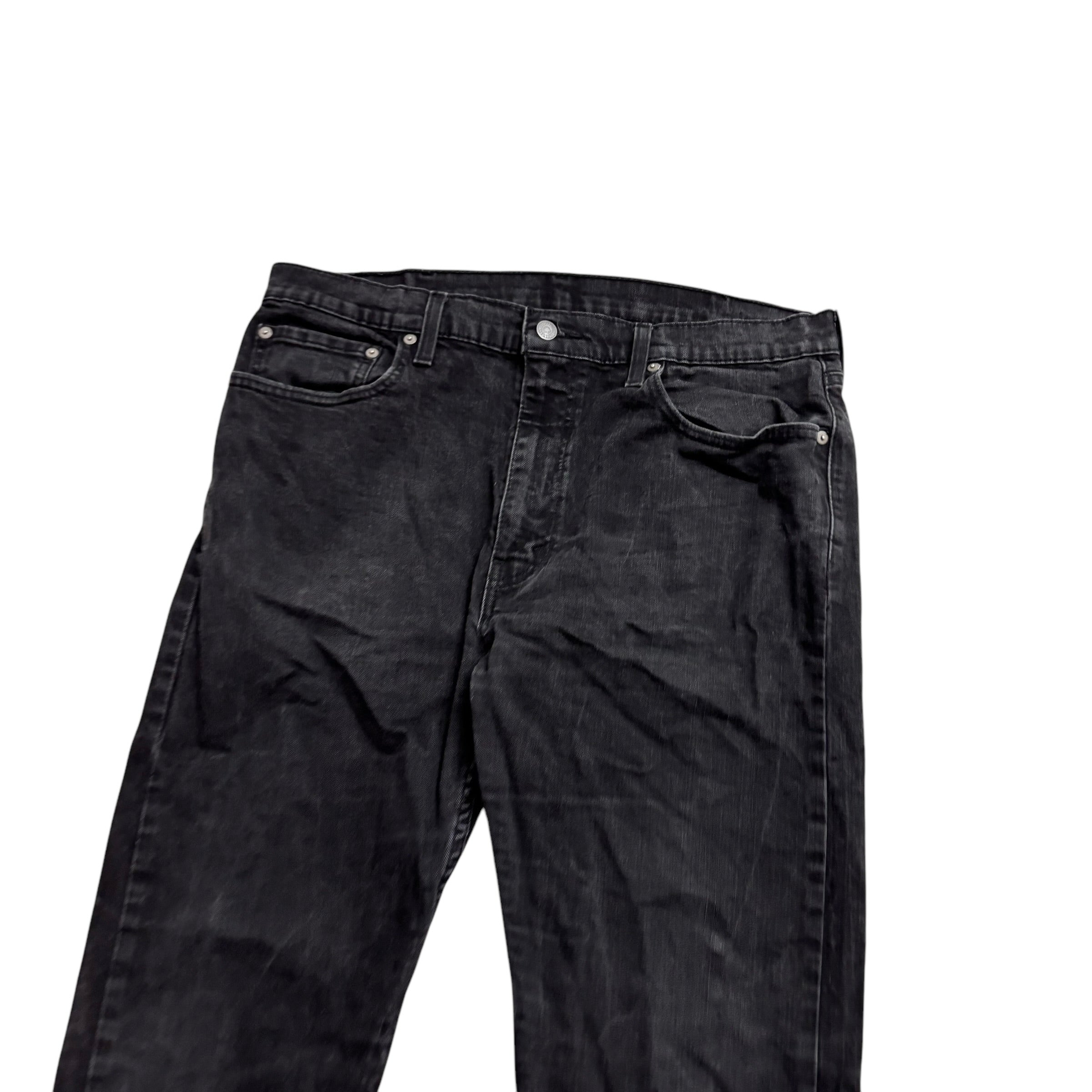 Levis 502 Jeans W36 L28 Mens Black Regular Tapered Fit Stretch Denim (F)
