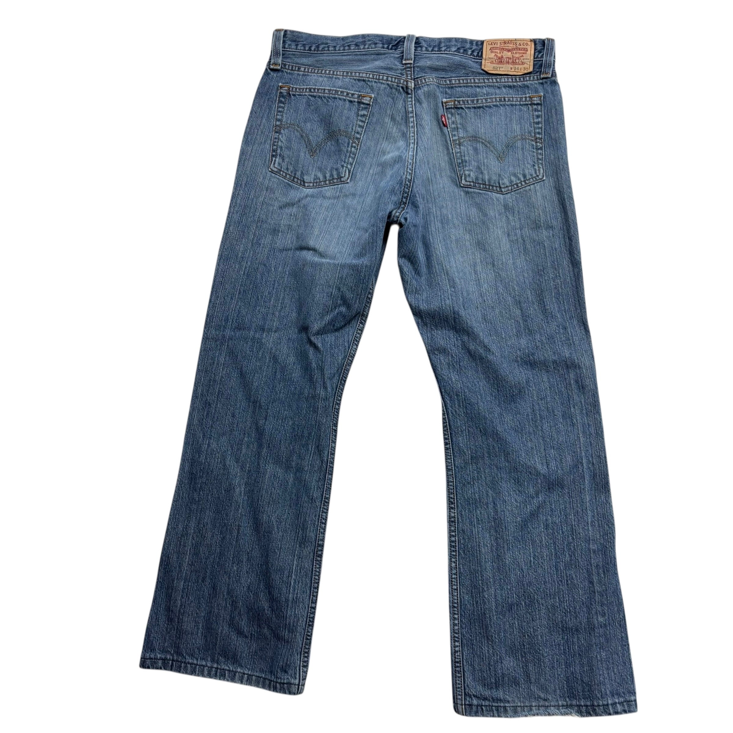 Levis 527 Jeans W34 L29 Mens Mid Blue Low Rise Bootcut Fit Vintage Denim (F)