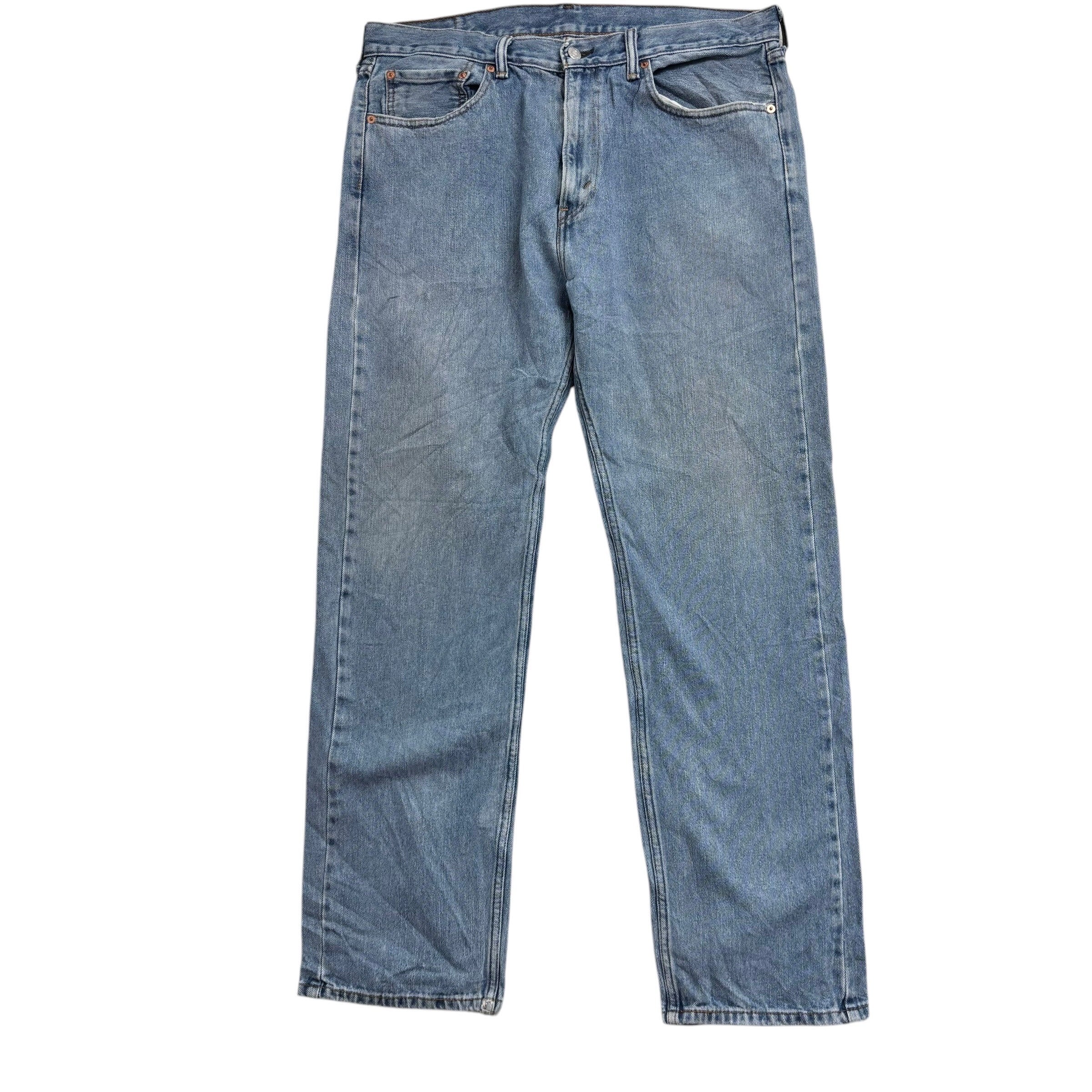 Levis 505 Jeans W36 L32 Mens Light Blue Regular Straight Fit Vintage Denim (F)