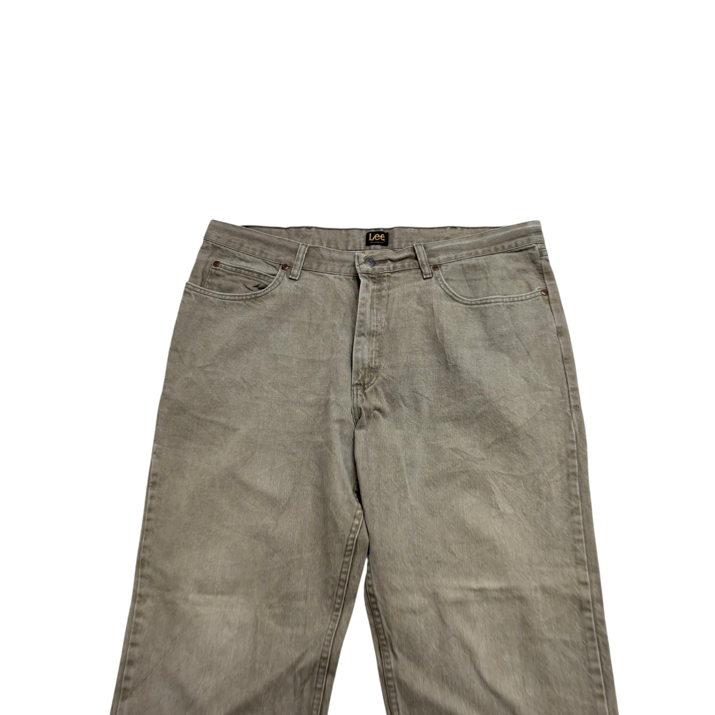 Lee Jeans W40 L32 Mens Green Relaxed Straight Fit Denim