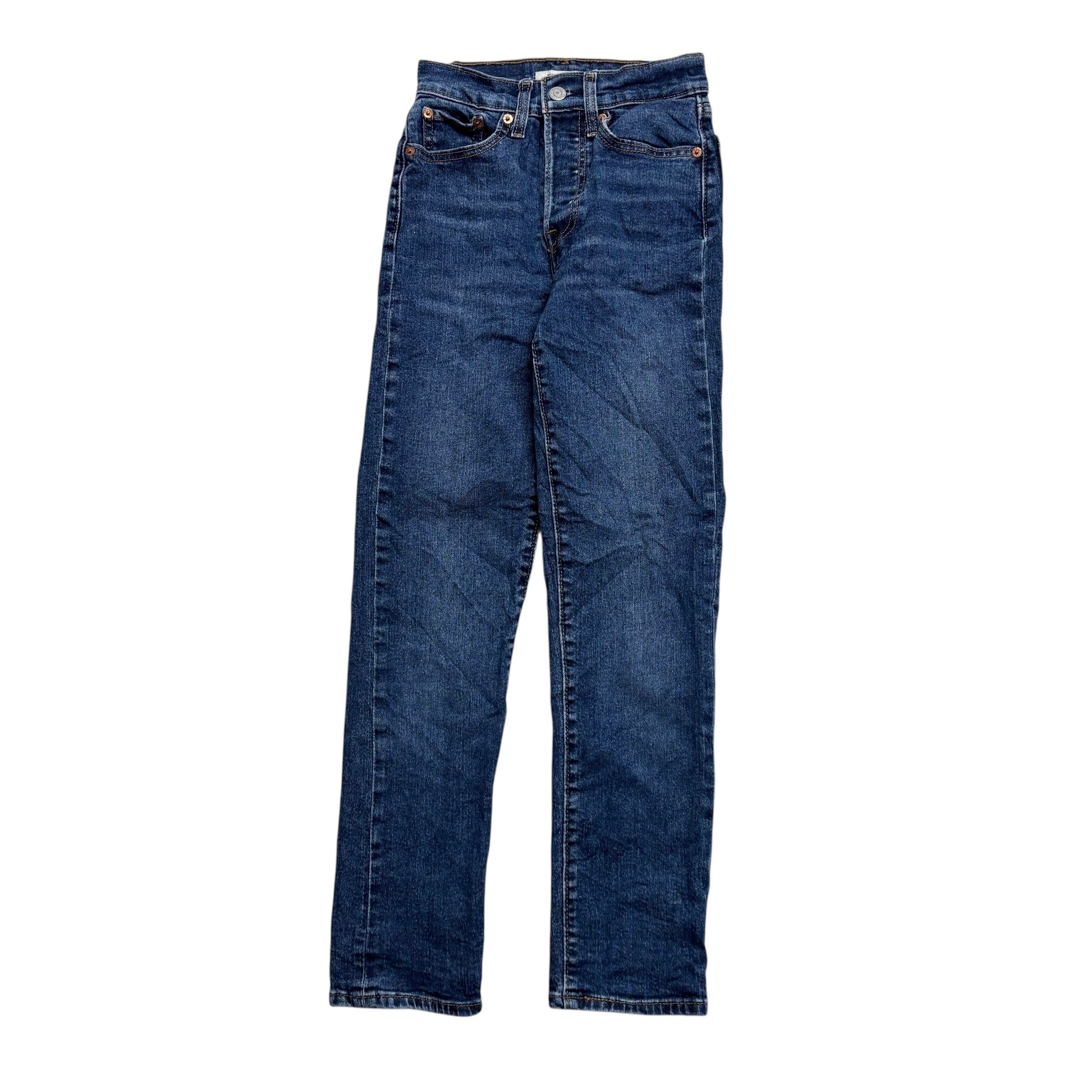 Levis Wedgie Jeans W22 L28 Womens Straight Fit Mid Blue Stretch Denim (E)