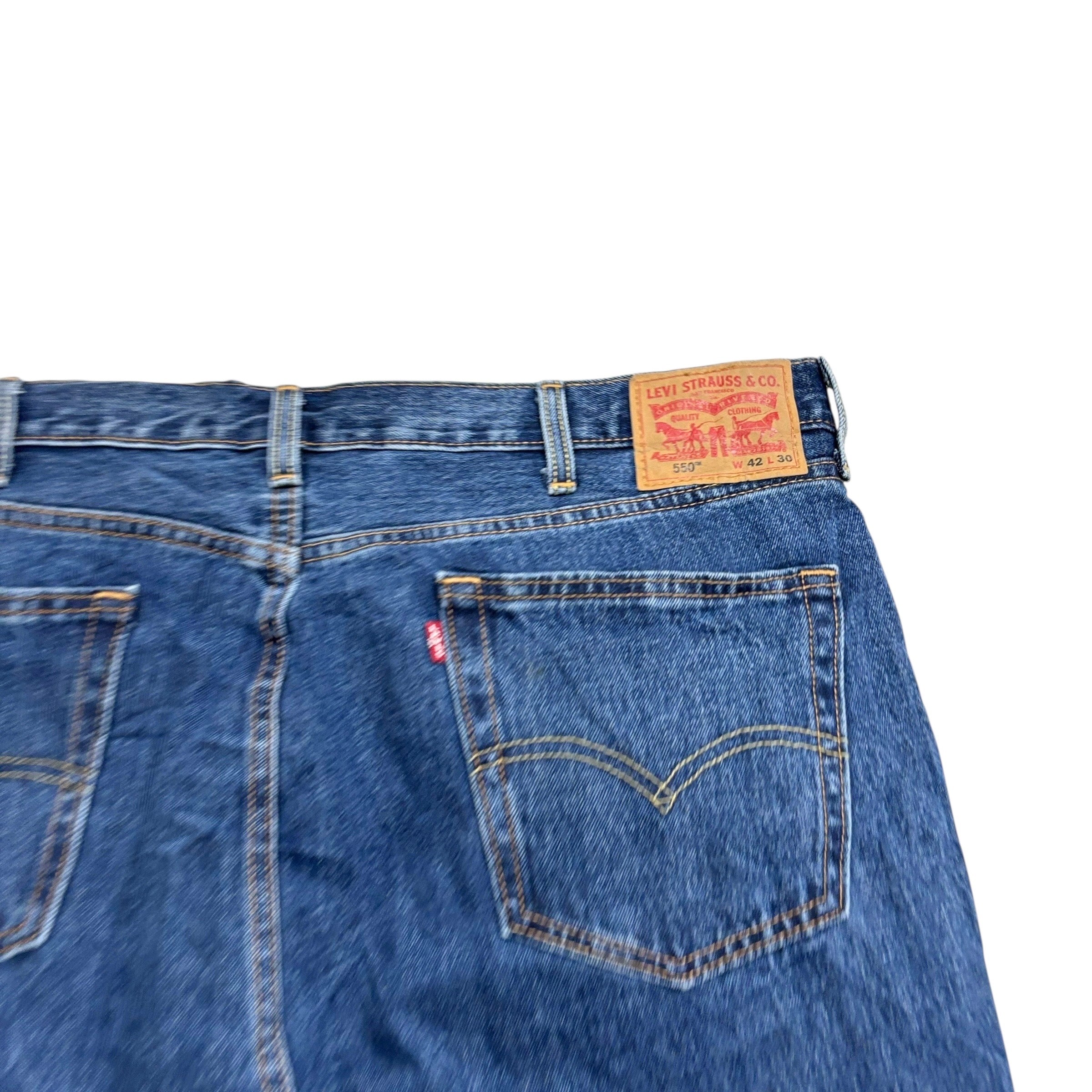 Levis 550 Jeans W42 L30 Mens Mid Blue Baggy Relaxed Straight Fit Denim (E)