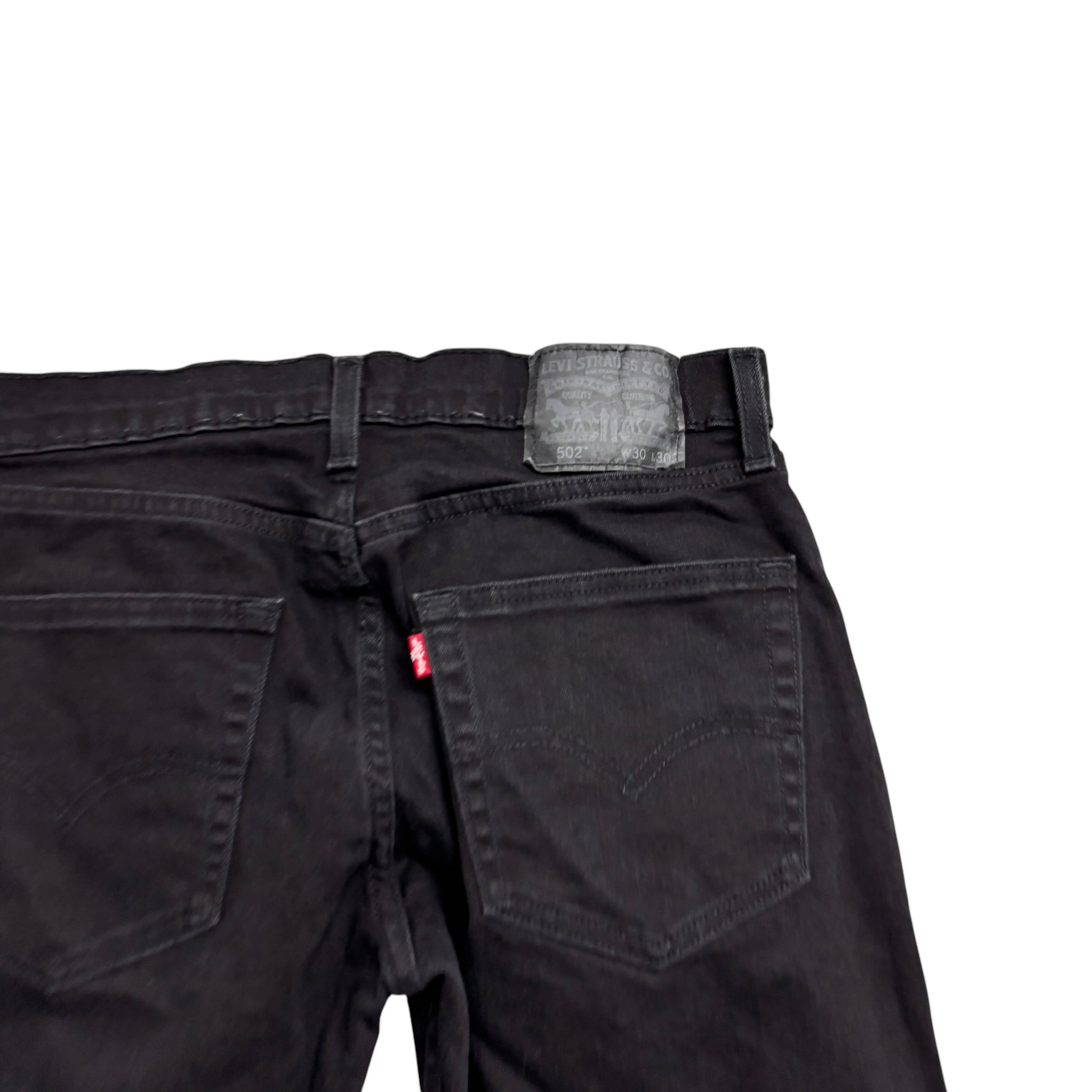 Levis 502 Jeans W30 L29 Mens Black Regular Tapered Fit Stretch Denim (E)