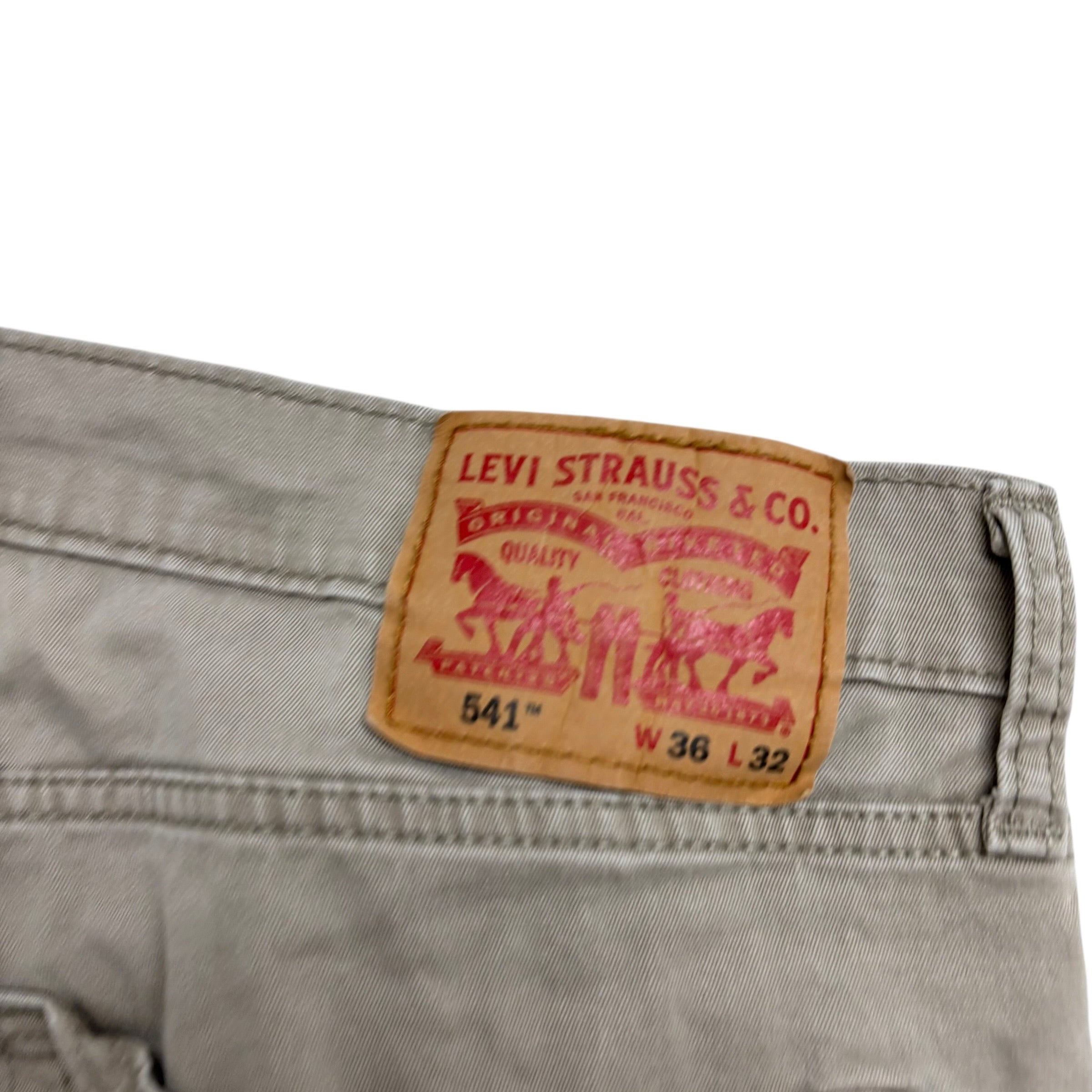 Levis 541 Trousers W36 L32 Mens Beige Athletic Tapered Fit Stretch Pants (E)