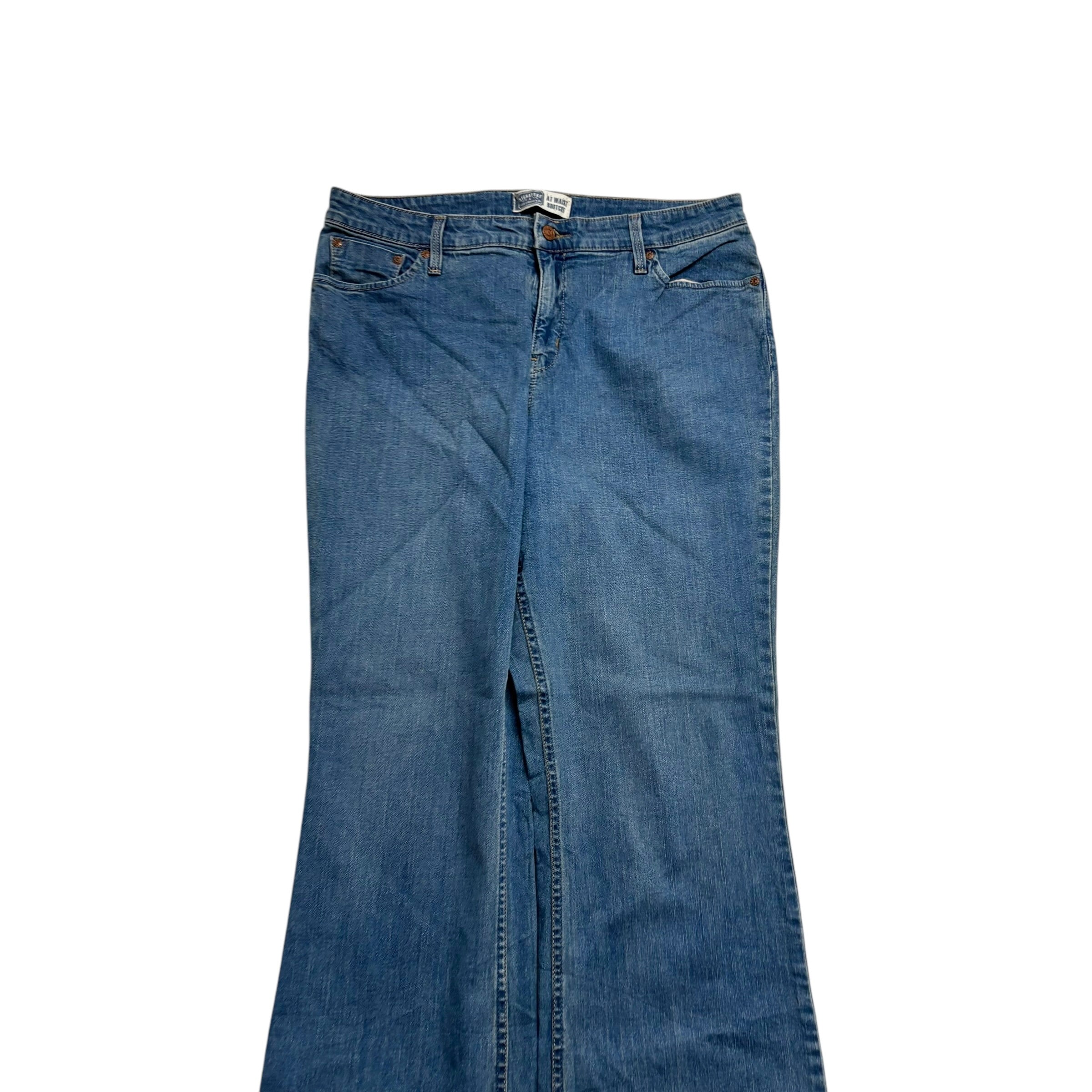 Levis Signature Jeans W36 L30 Womens Bootcut Fit Mid Blue Stretch Denim (E)