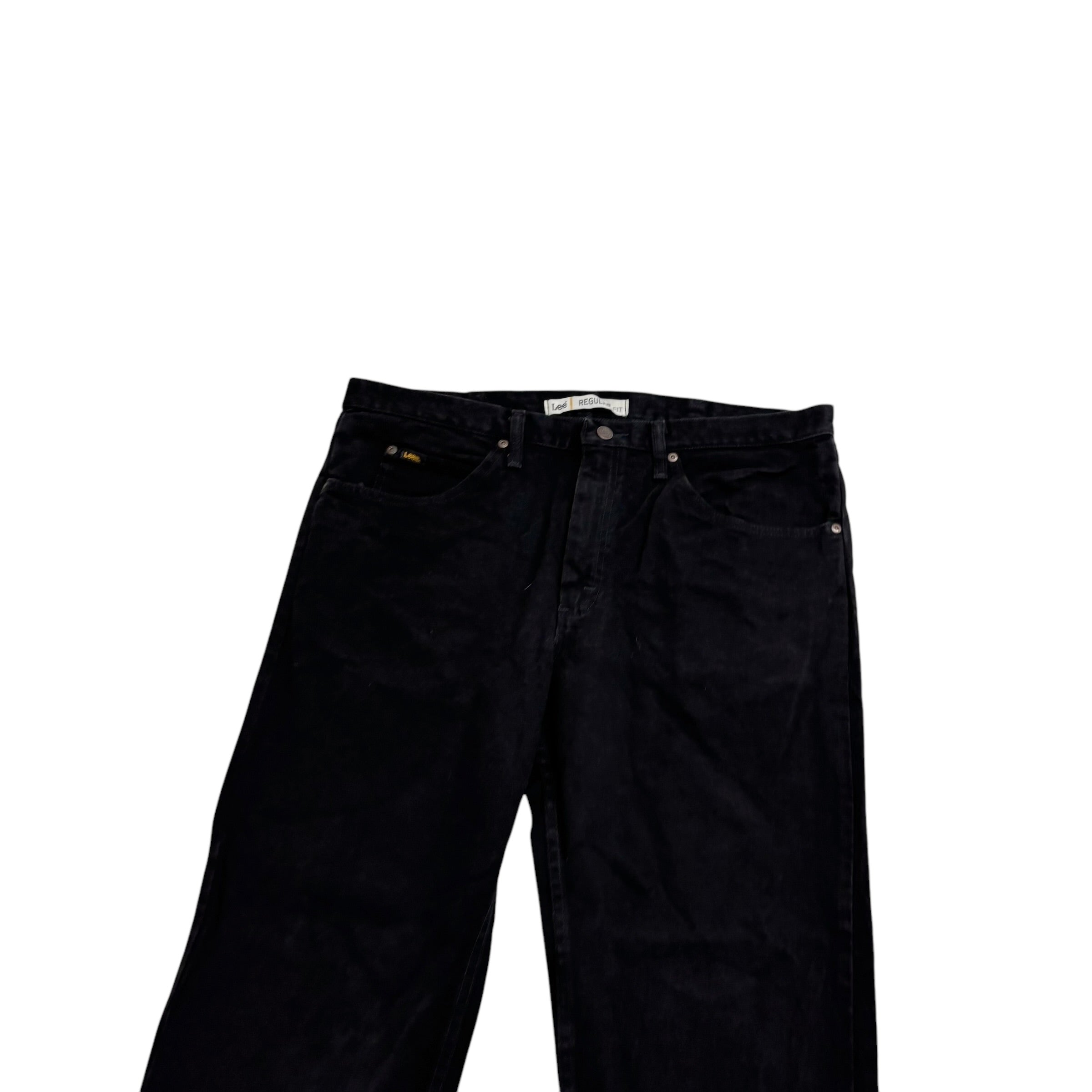 Lee Jeans W38 L29 Mens Black Regular Straight Fit Vintage Denim (E)