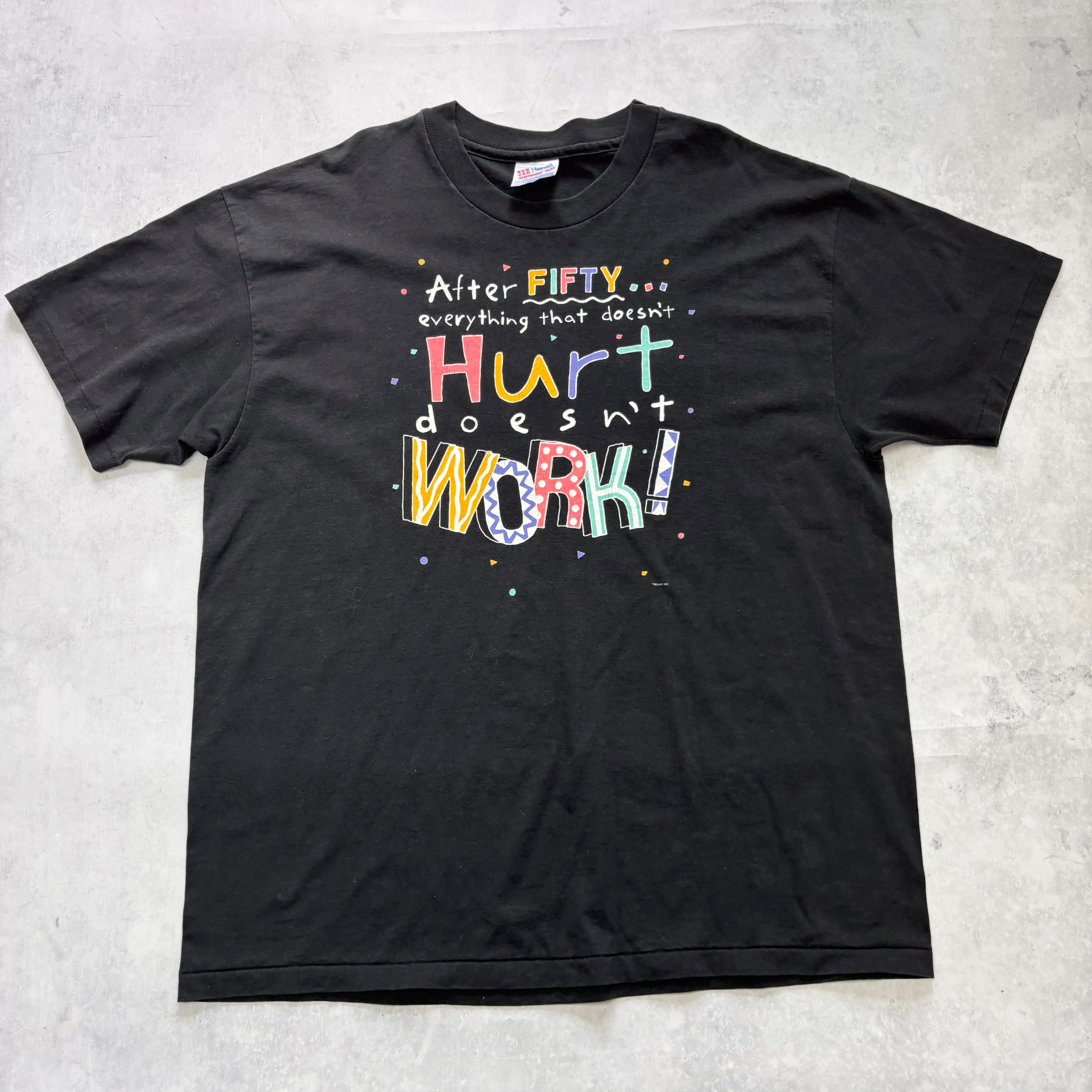Vintage T Shirt Mens XL Black Single Stitch Graphic Print 90s Funny (E)