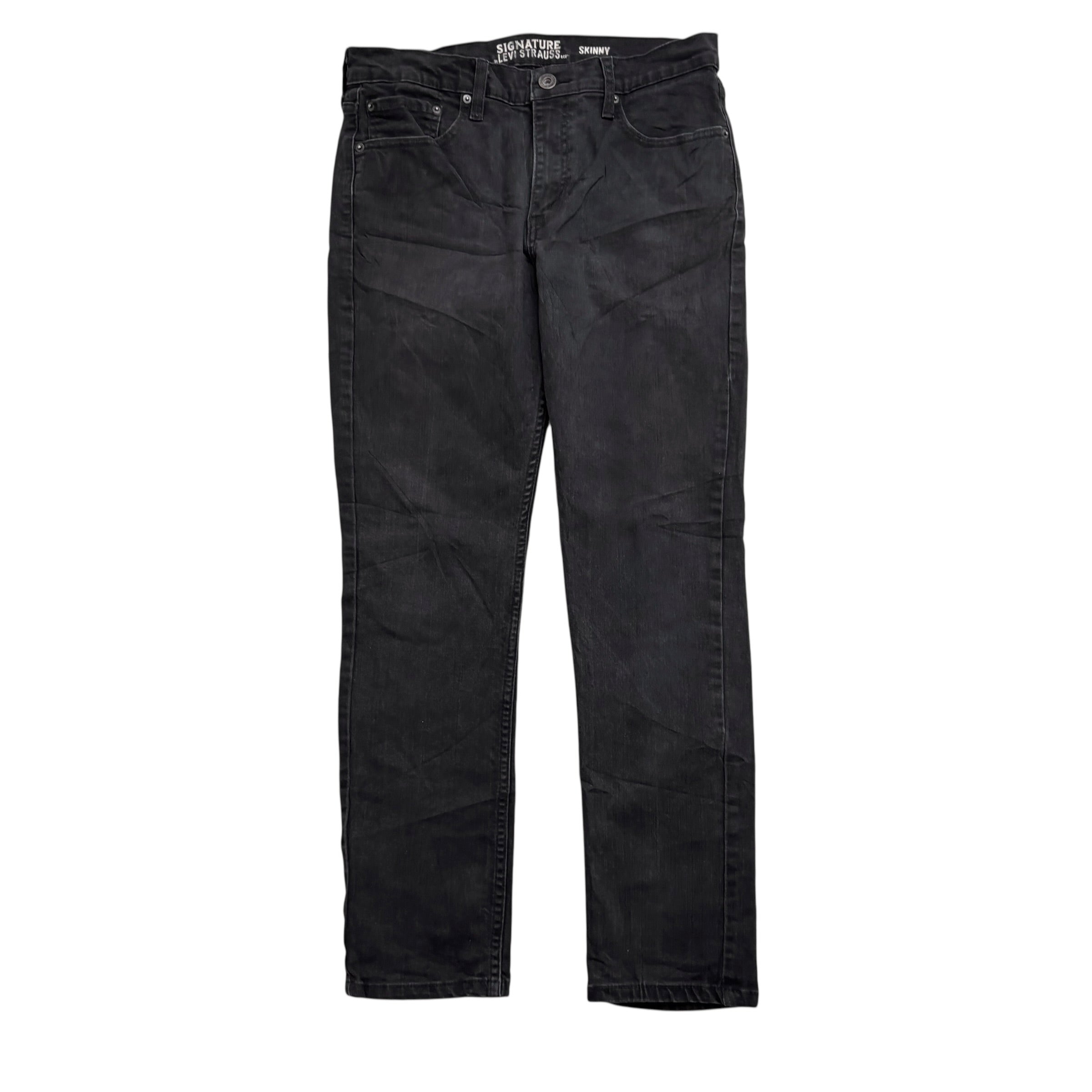 Levis Signature Jeans W33 L29 Mens Black Skinny Fit Stretch Denim