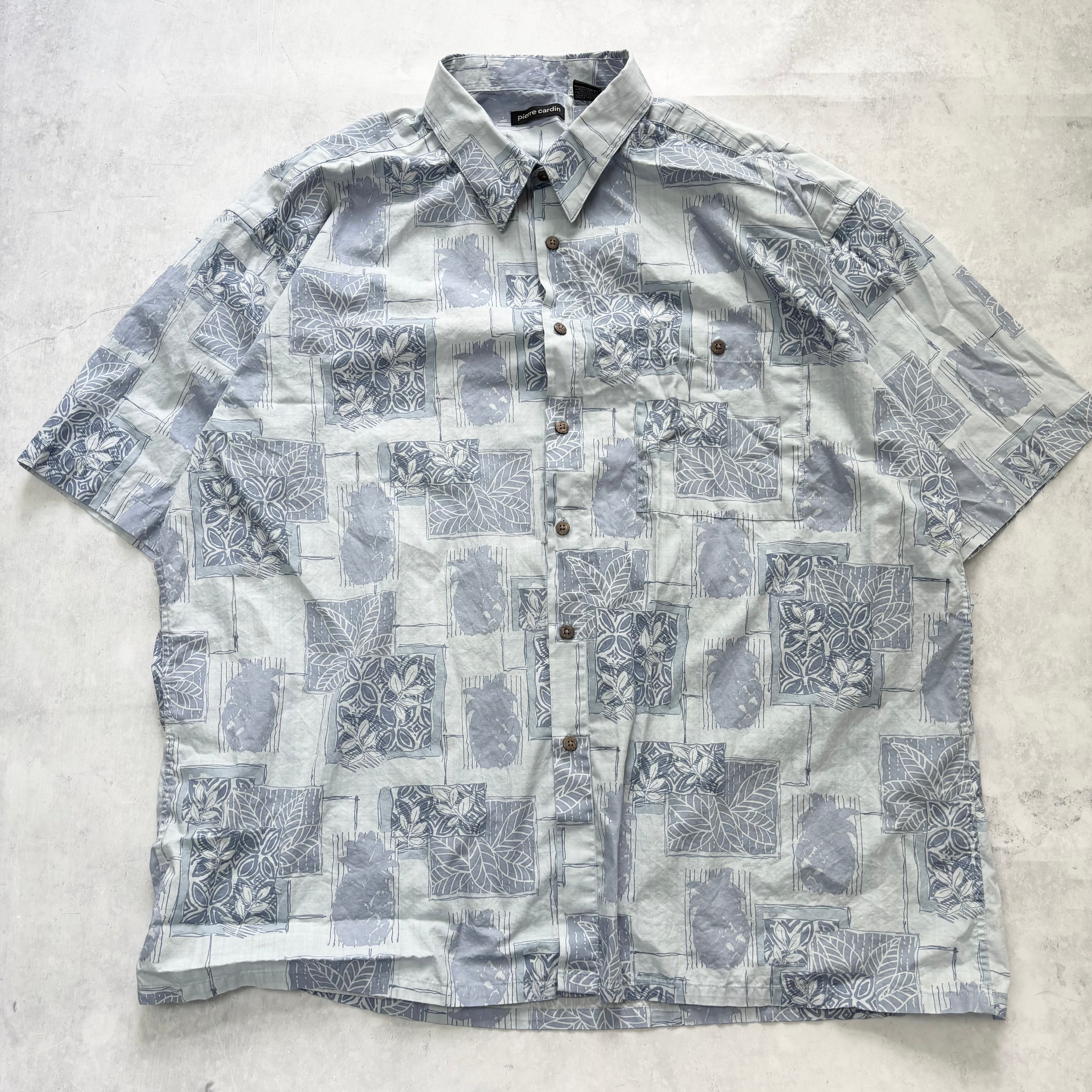 Vintage Hawaiian Shirt Mens XXL Blue Floral Aloha Short Sleeve Cotton (E)