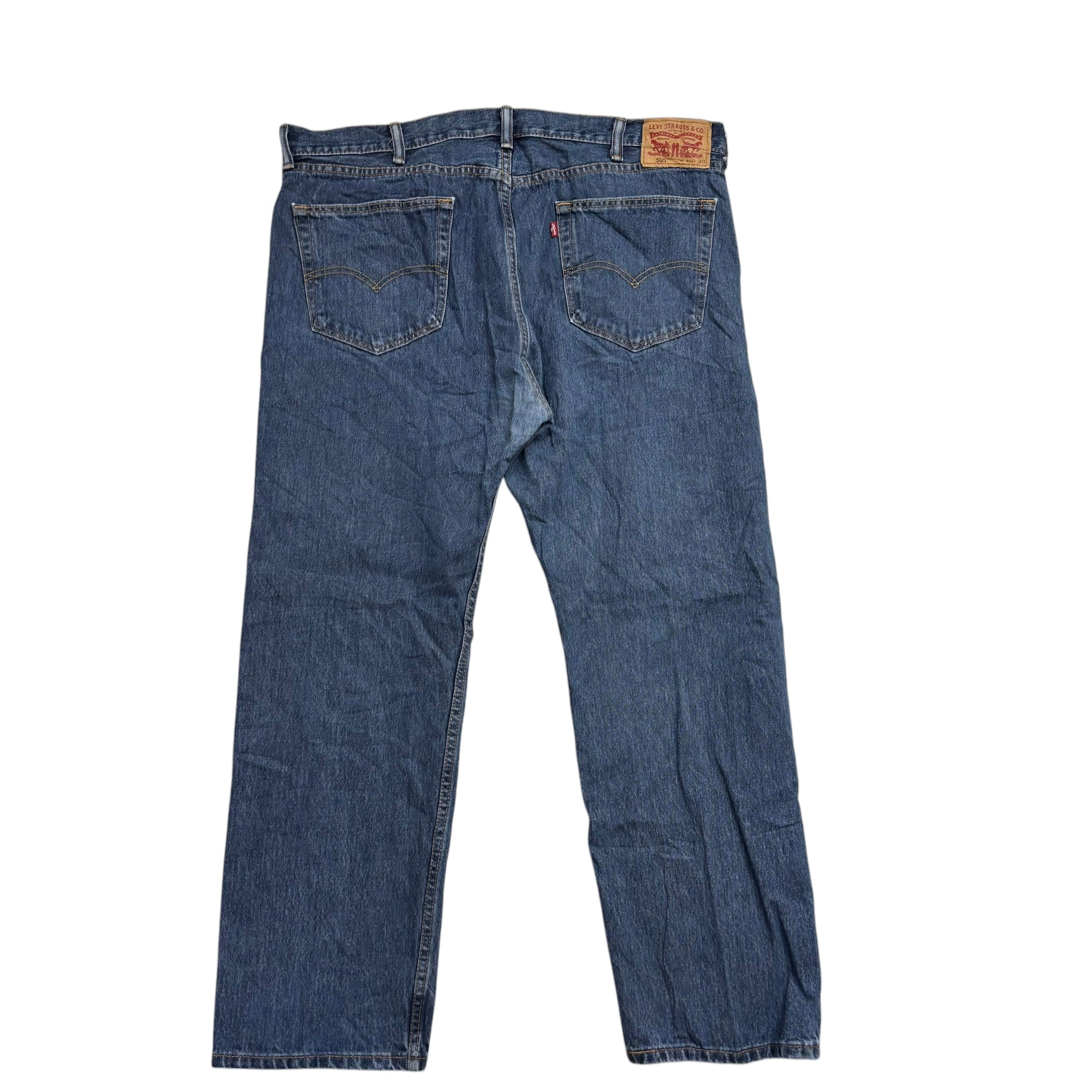 Levis 505 Jeans W40 L30 Mens Mid Blue Regular Straight Fit Denim (E)