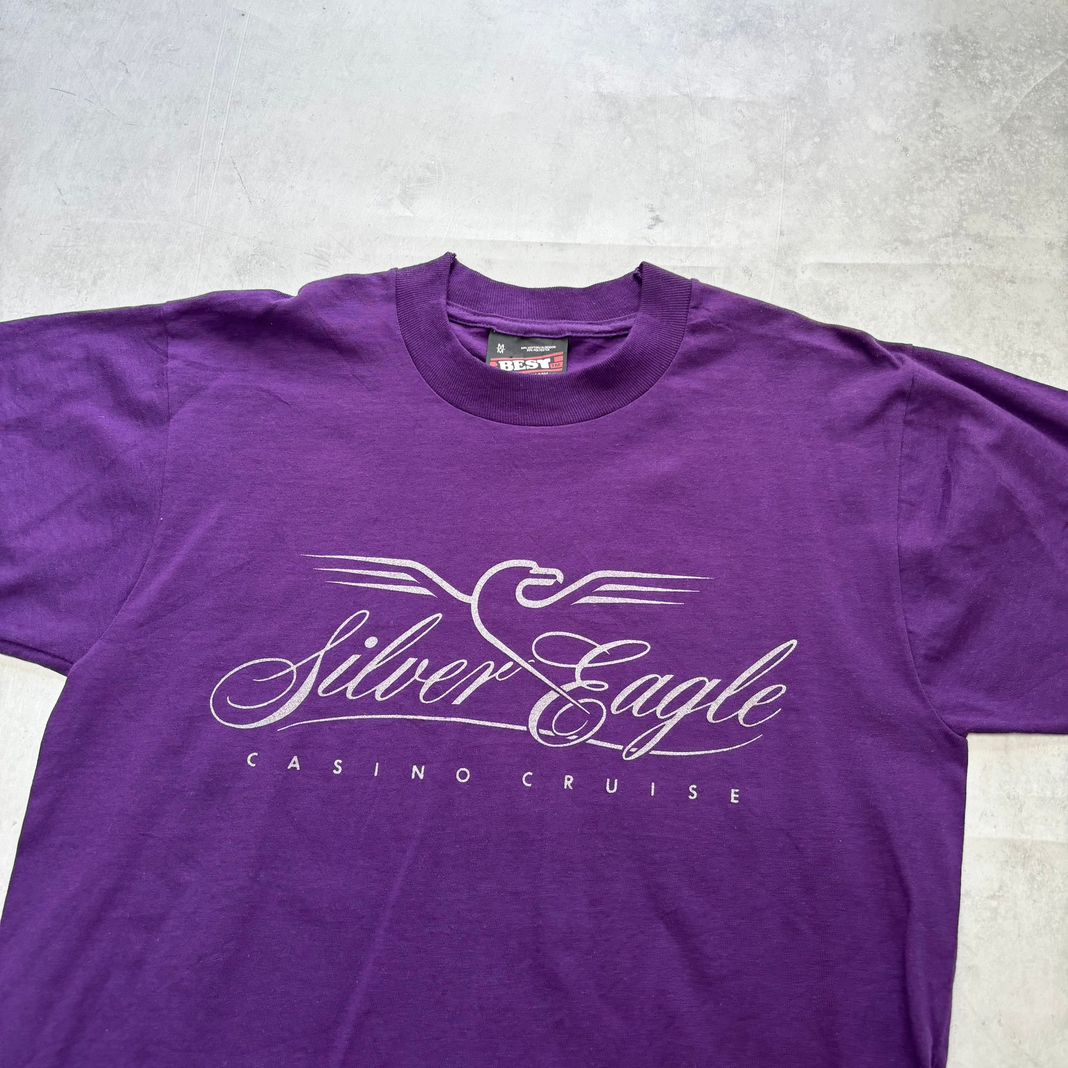 Vintage T Shirt Mens Medium Purple Single Stitch Graphic Print 90s USA (E)