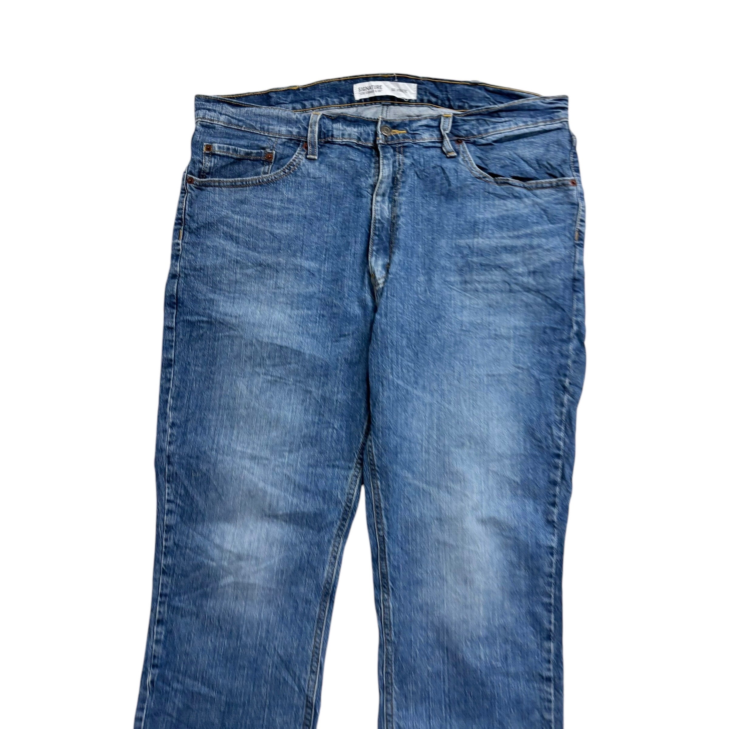 Levis Signature Jeans W40 L30 Mens Mid Blue Athletic Fit Stretch Denim (E)