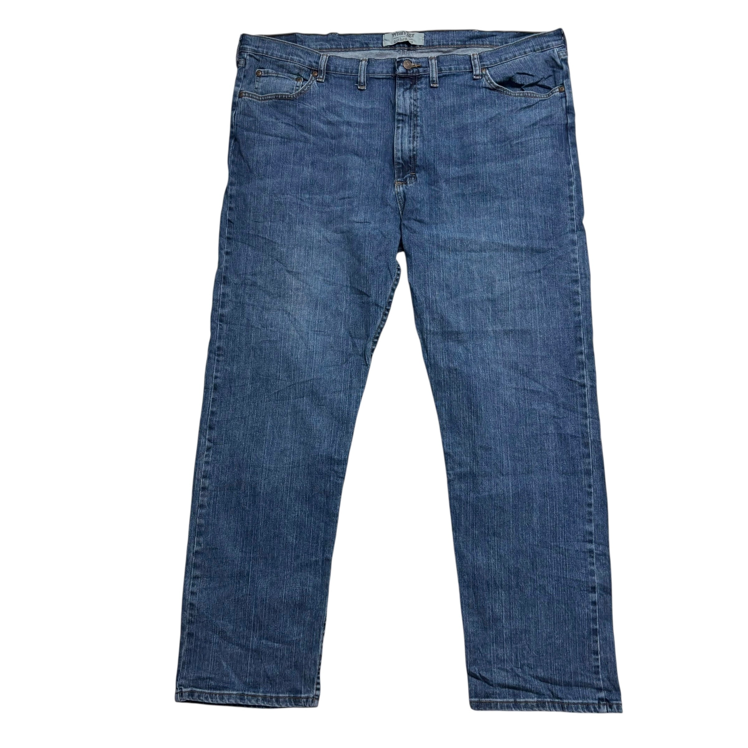 Wrangler Jeans W46 L32 Mens Mid Blue Regular Straight Fit Stretch Denim (E)