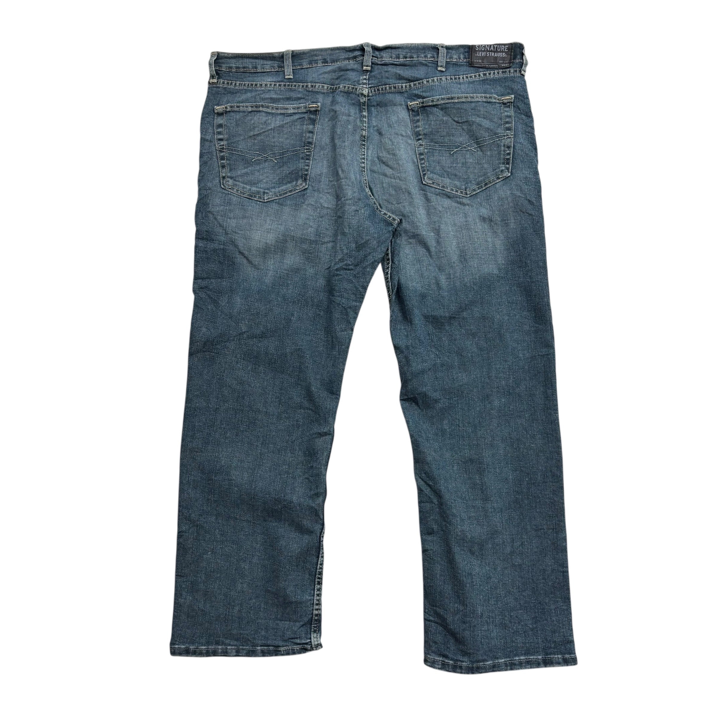 Levis Signature Jeans W44 L30 Mens Dark Blue Relaxed Straight Stretch Denim (E)