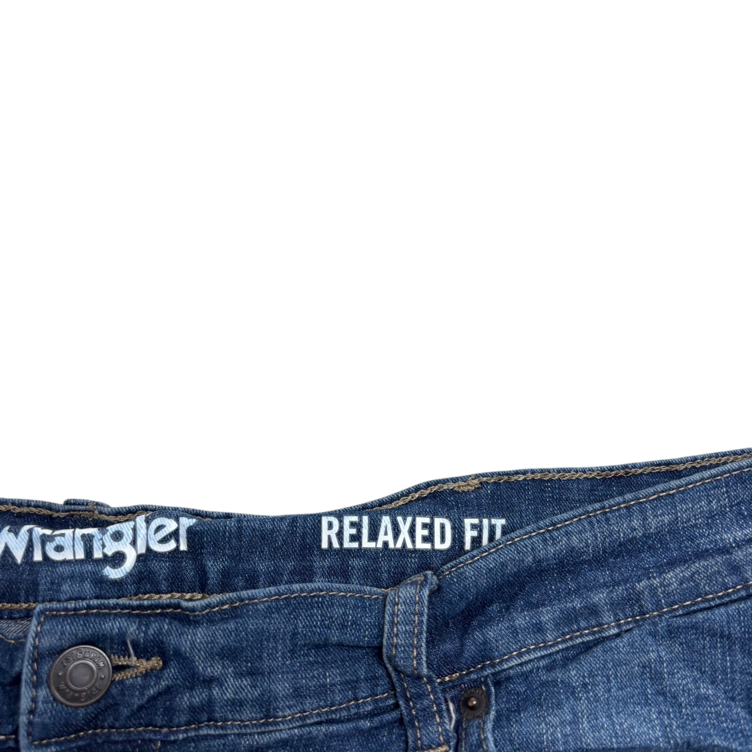 Wrangler Jeans W40 L30 Mens Mid Blue Relaxed Straight Fit Stretch Denim (E)