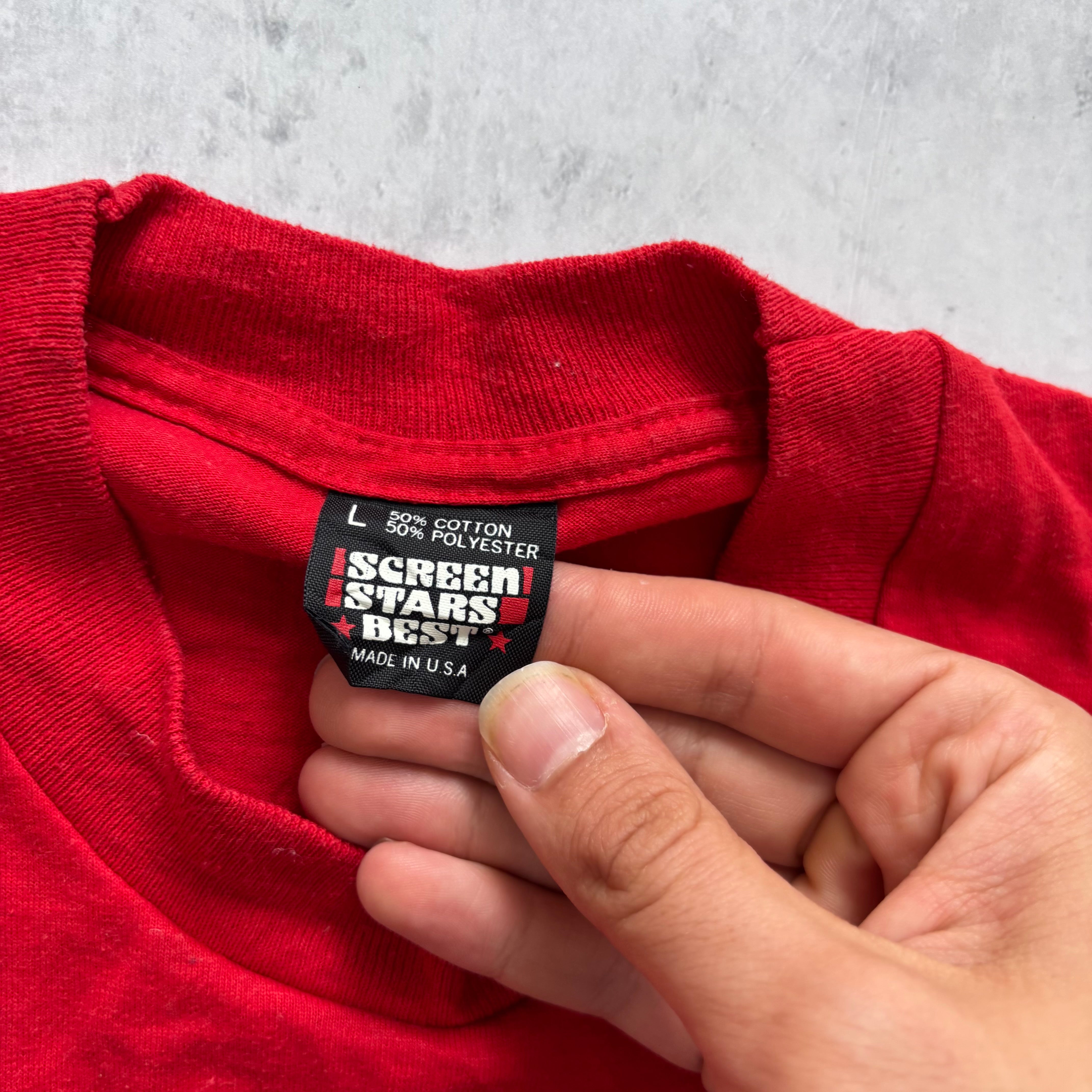 Vintage T Shirt Mens Medium Red Single Stitch Graphic Print 90s USA (E)