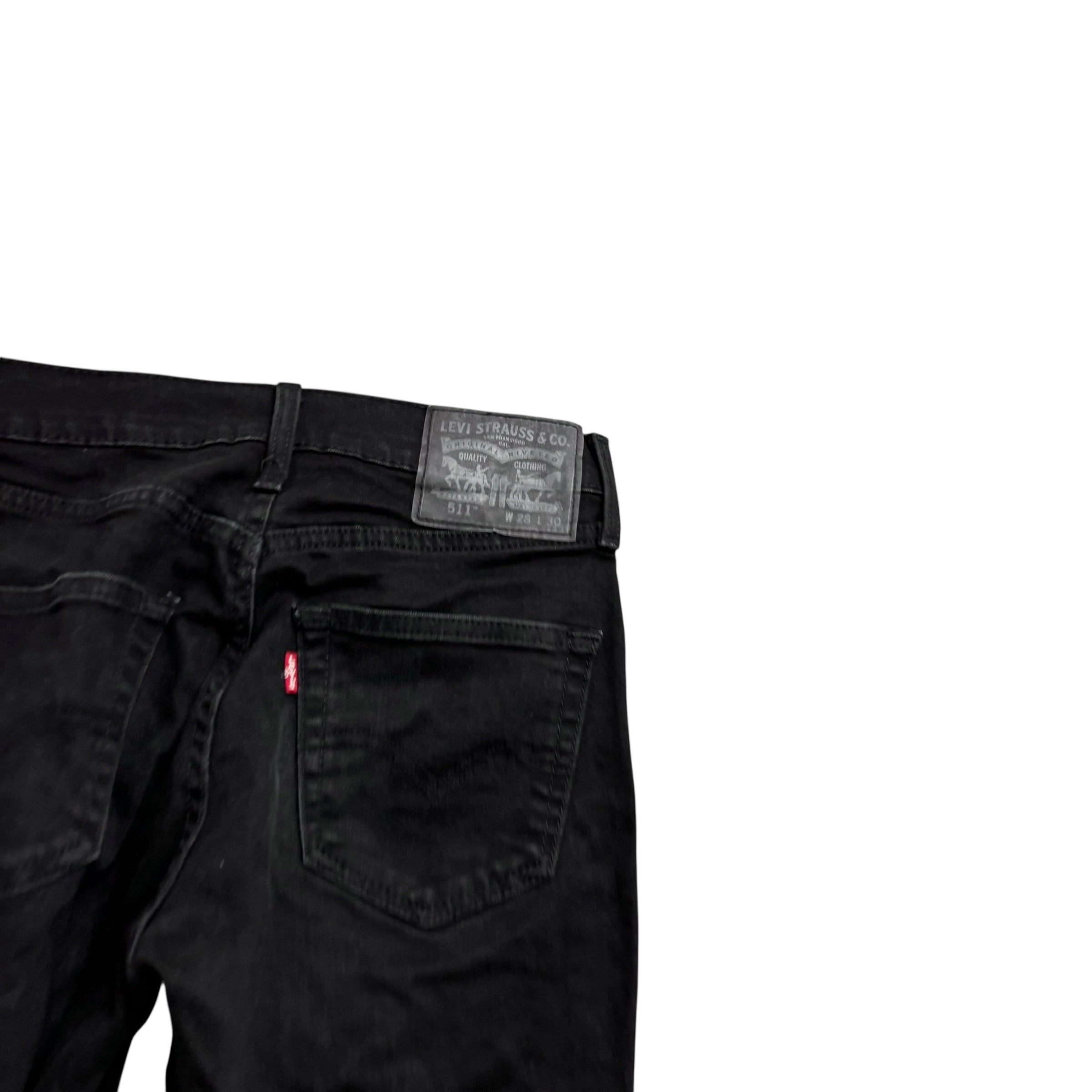 Levis 511 Jeans W26 L29 Mens Black Slim Fit Stretch Denim (E)