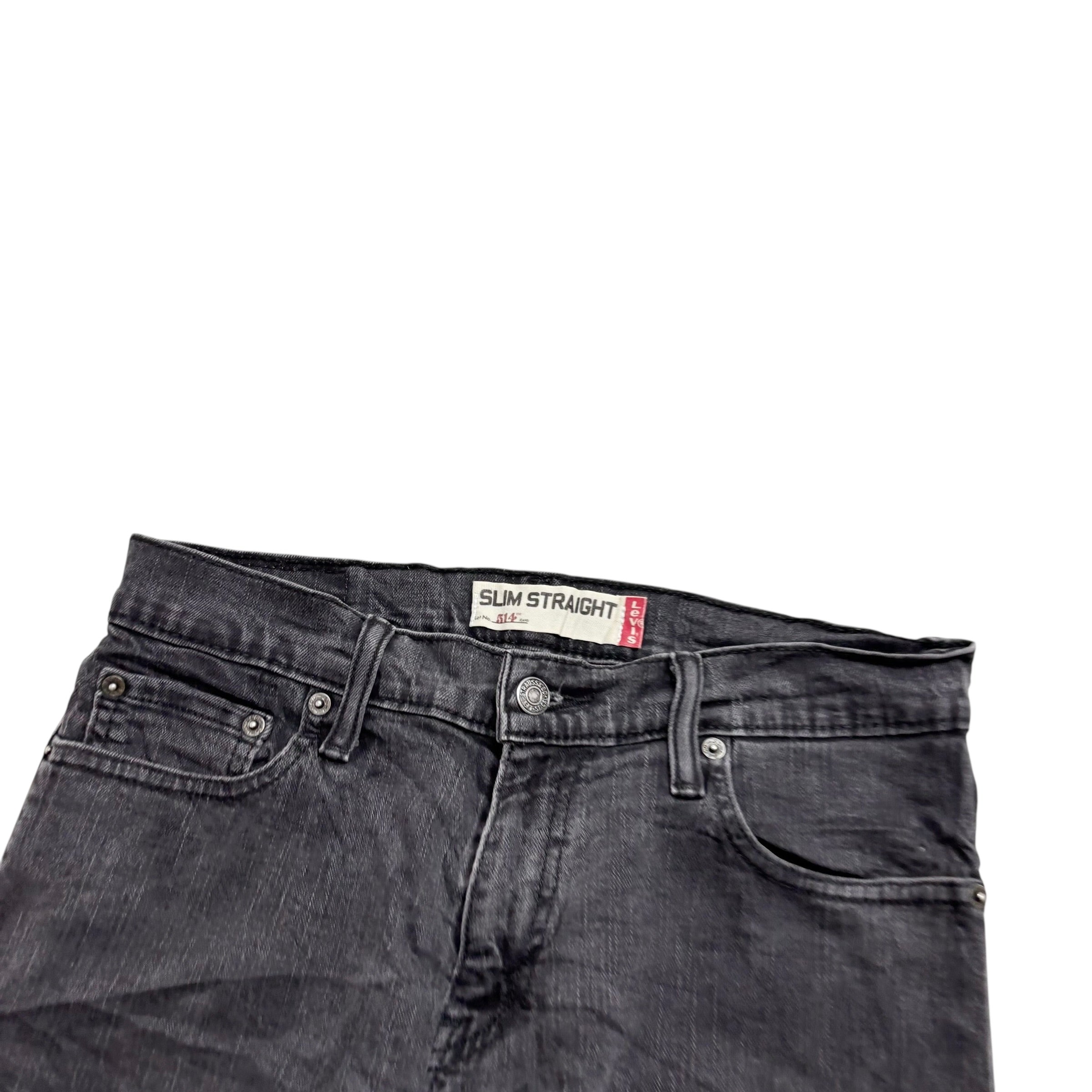 Levis 514 Jeans W30 L30 Mens Black Slim Straight Fit Stretch Vintage Denim
