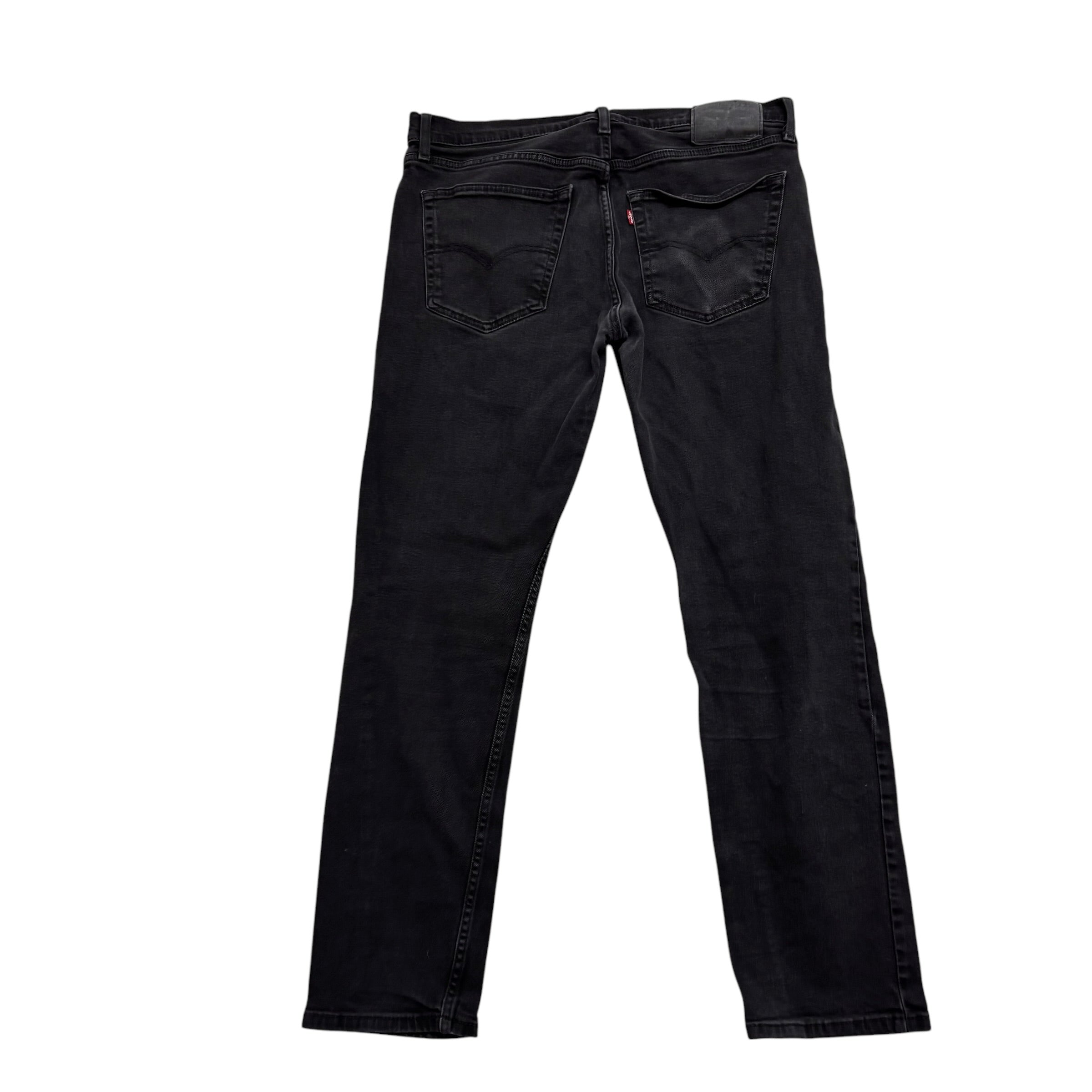 Levis 502 Jeans W36 L31 Mens Black Regular Tapered Fit Stretch Denim (F)
