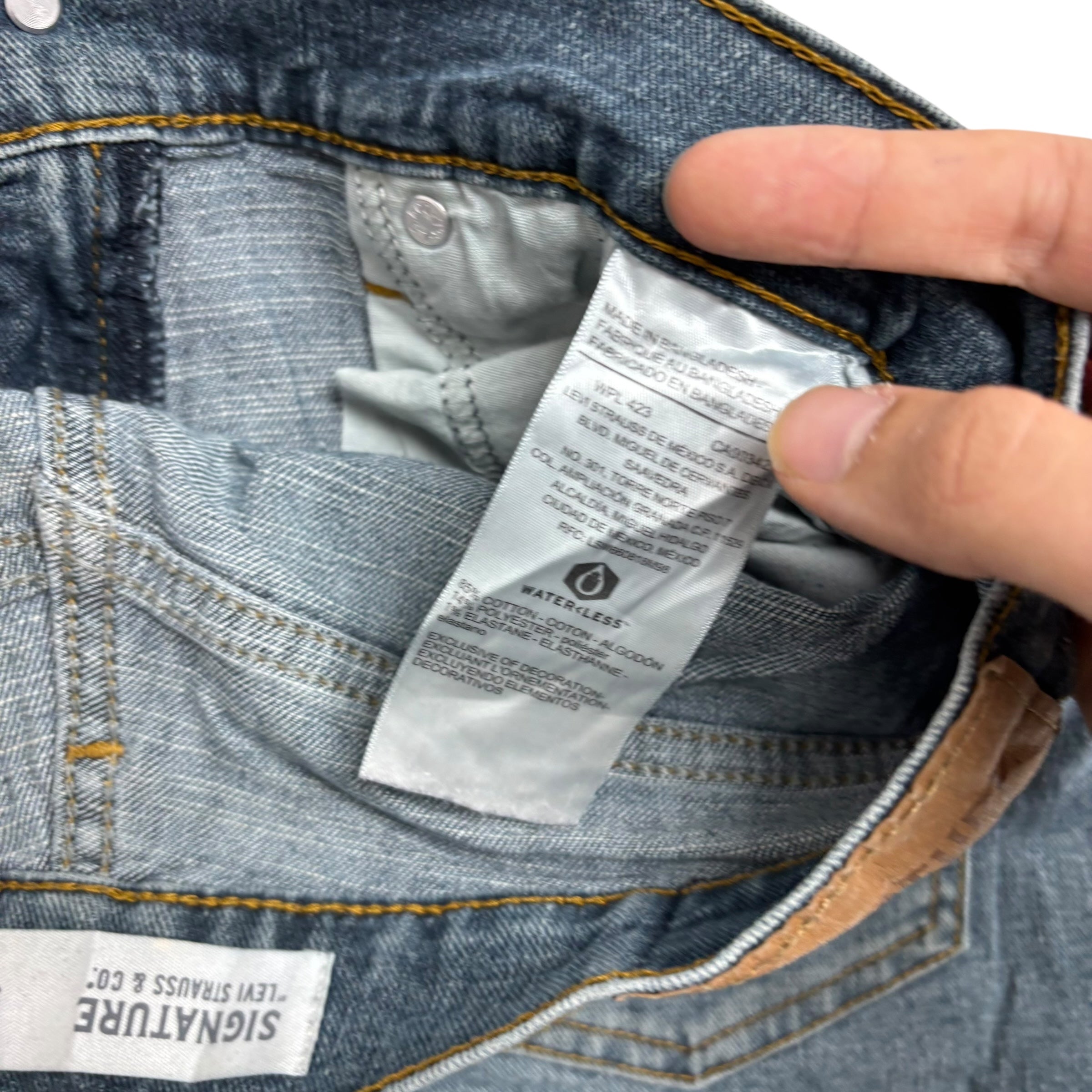 Levis Signature Jeans W29 L30 Mens Dark Blue Regular Straight Fit Stretch Denim