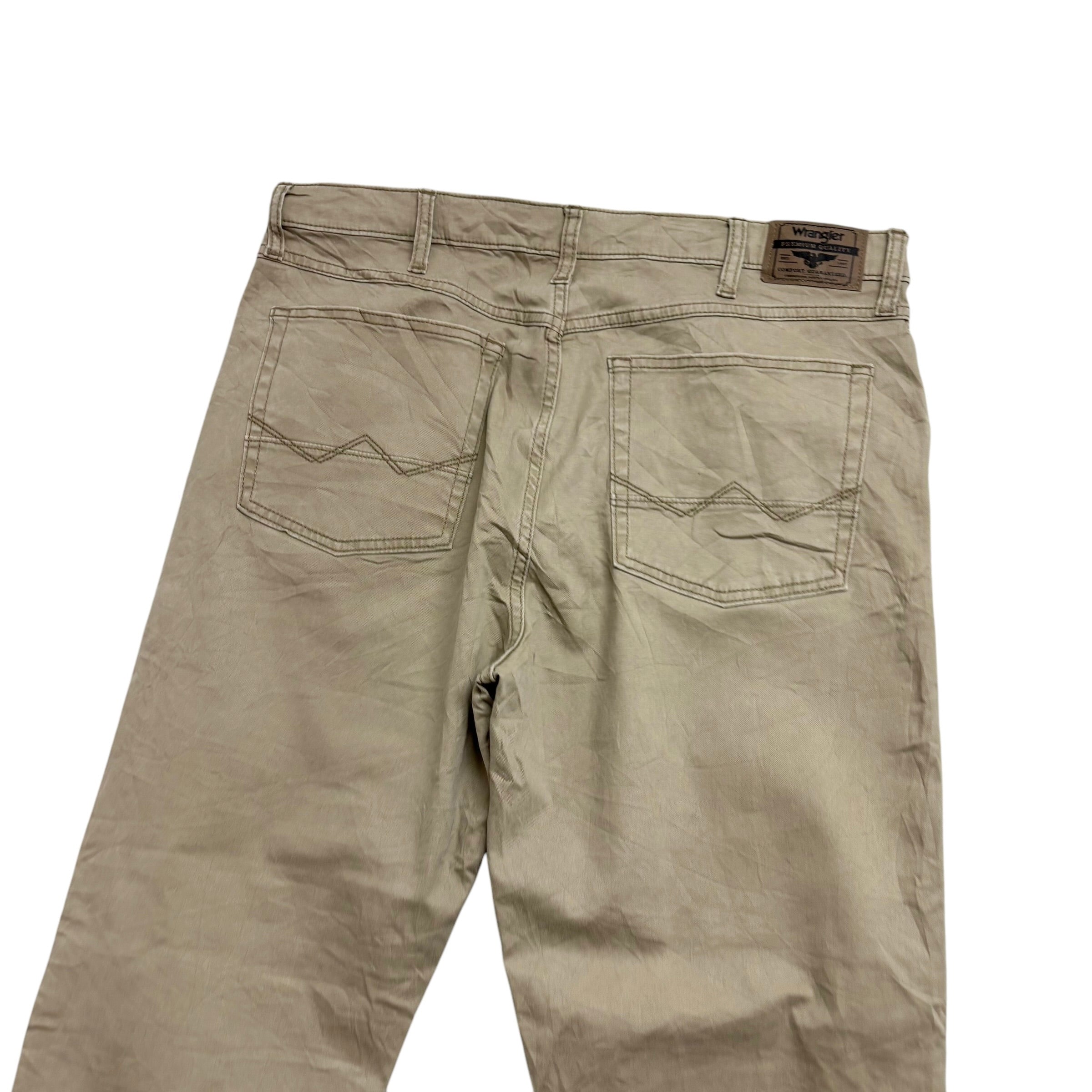 Wrangler Trousers W40 L32 Mens Beige Regular Straight Fit Stretch Pants