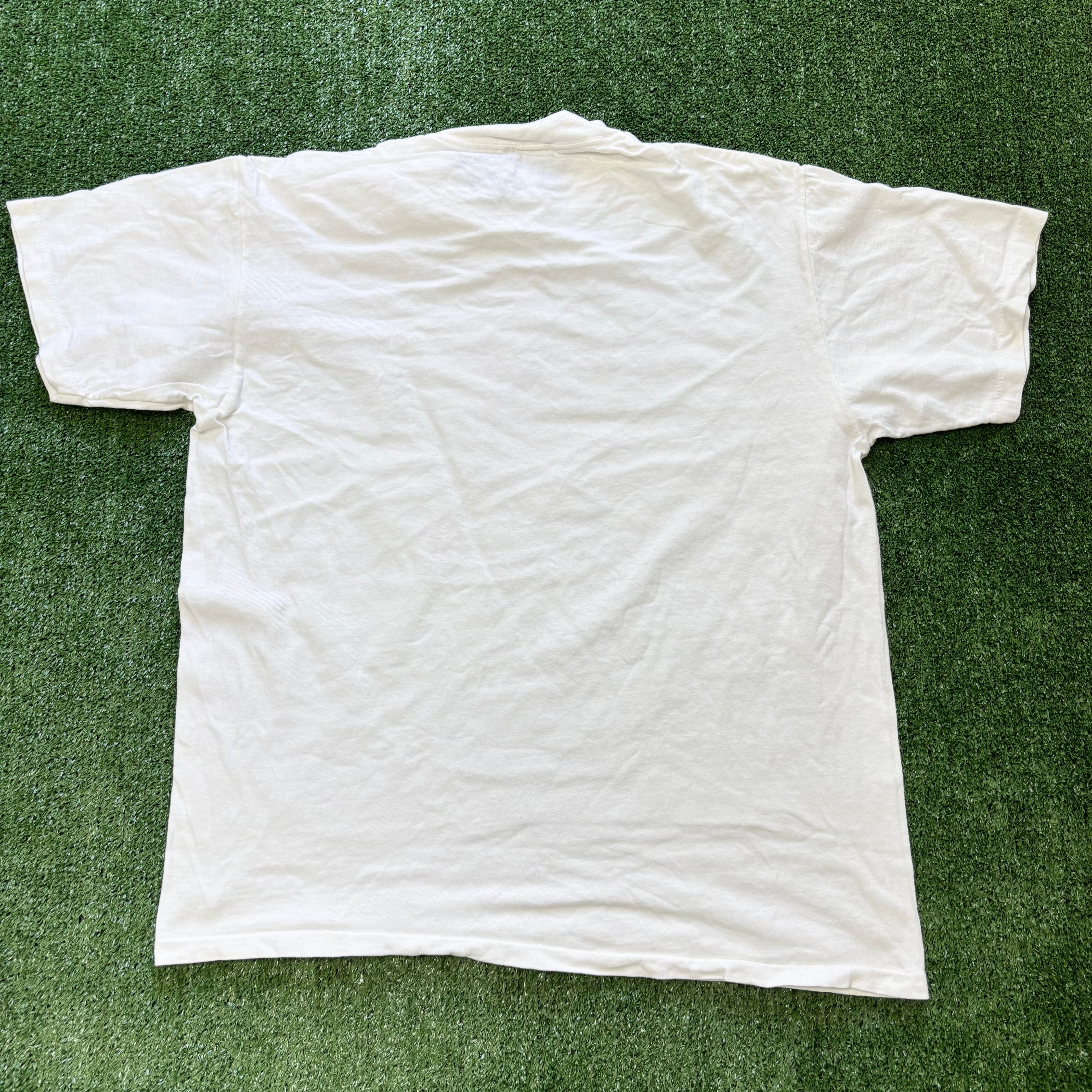 Vintage T Shirt Mens Medium White Single Stitch Graphic Print 90s Reunion (E)