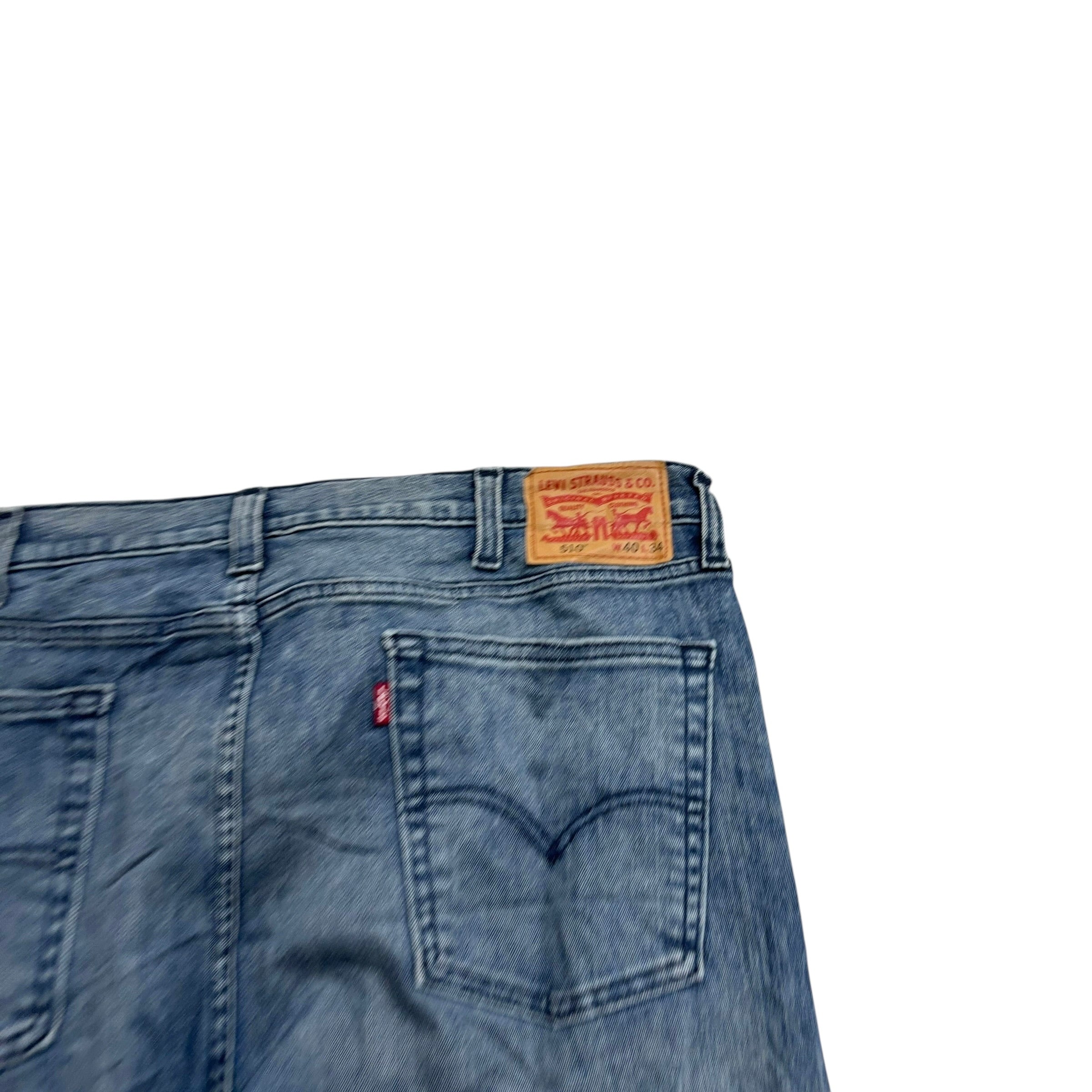 Levis 510 Jeans W40 L34 Mens Mid Blue Skinny Fit Stretch Distressed Denim