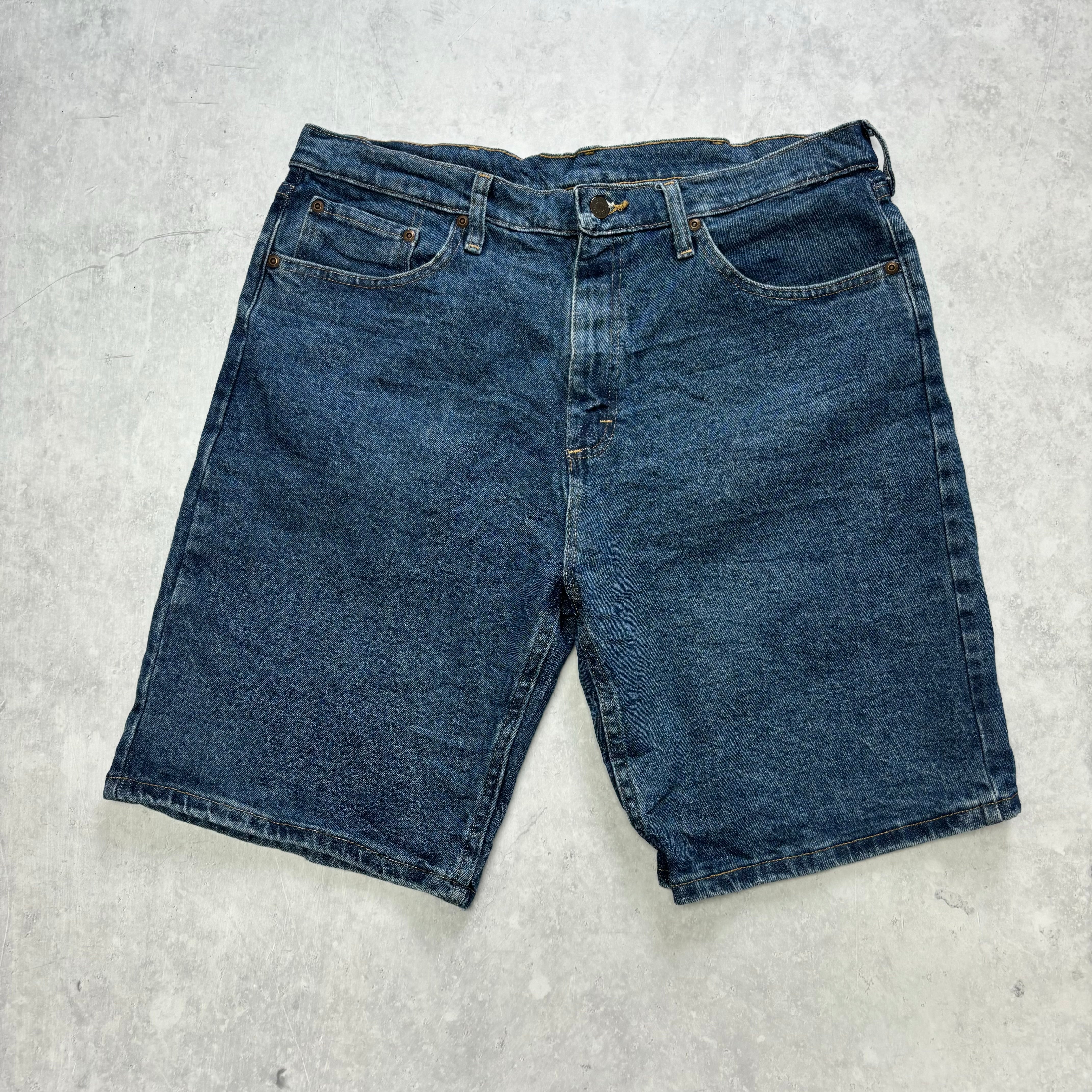 Vintage Wrangler Jorts W34 Mens Denim Shorts Mid Blue Baggy Relaxed Fit