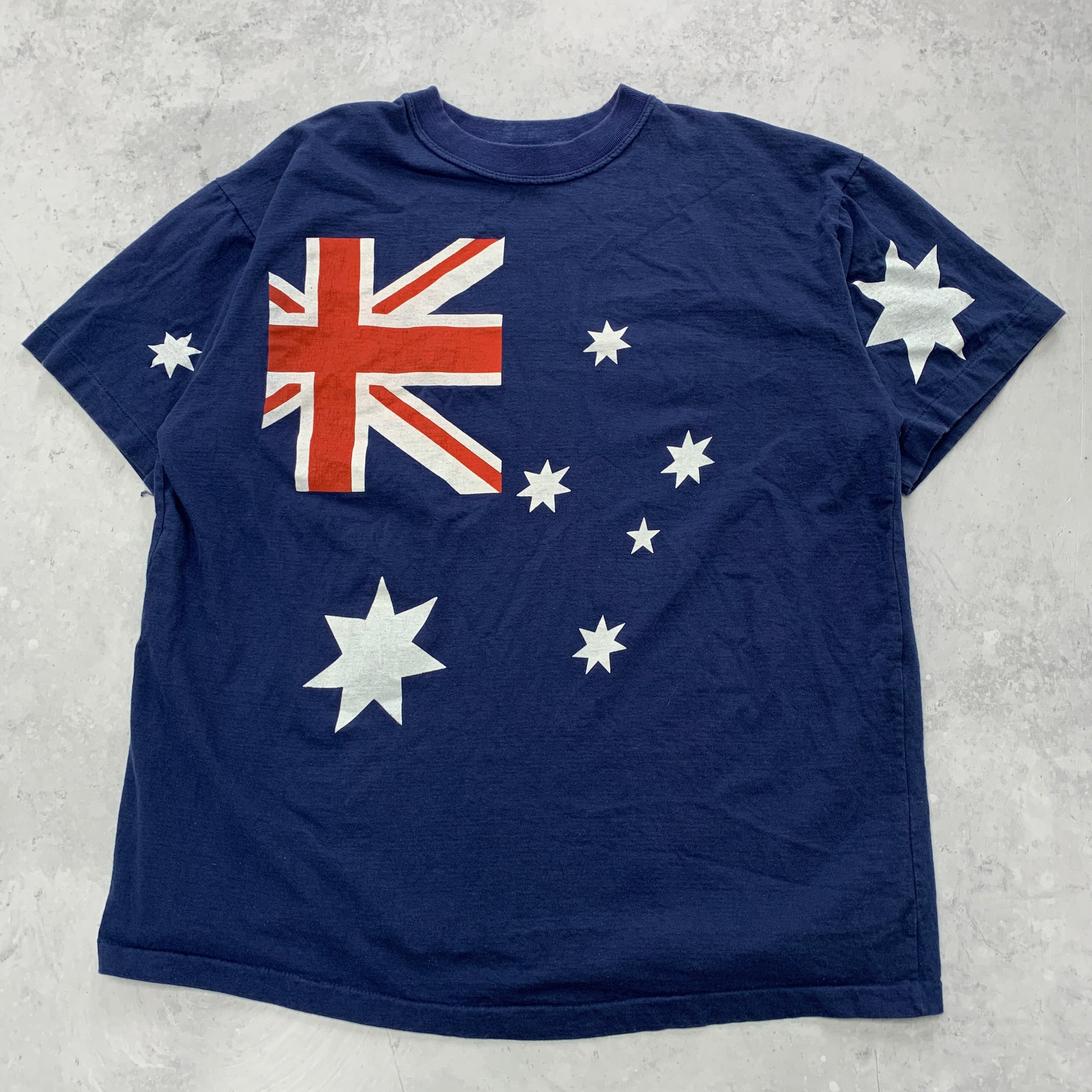 Vintage T Shirt Mens XXL Blue Single Stitch Graphic Print 90s Australia Flag