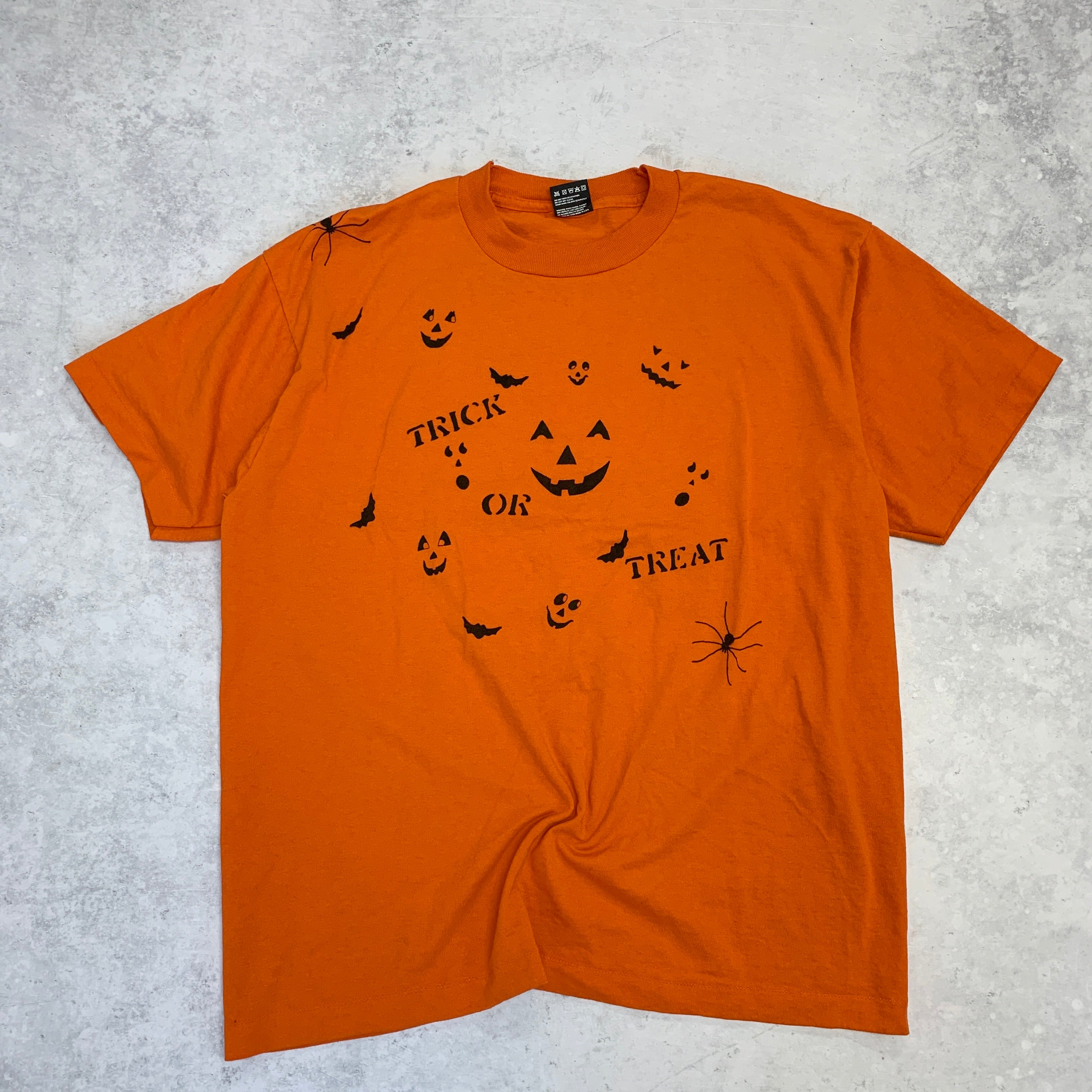 Vintage T Shirt Mens Large Orange Single Stitch Graphic Print USA 90s Halloween