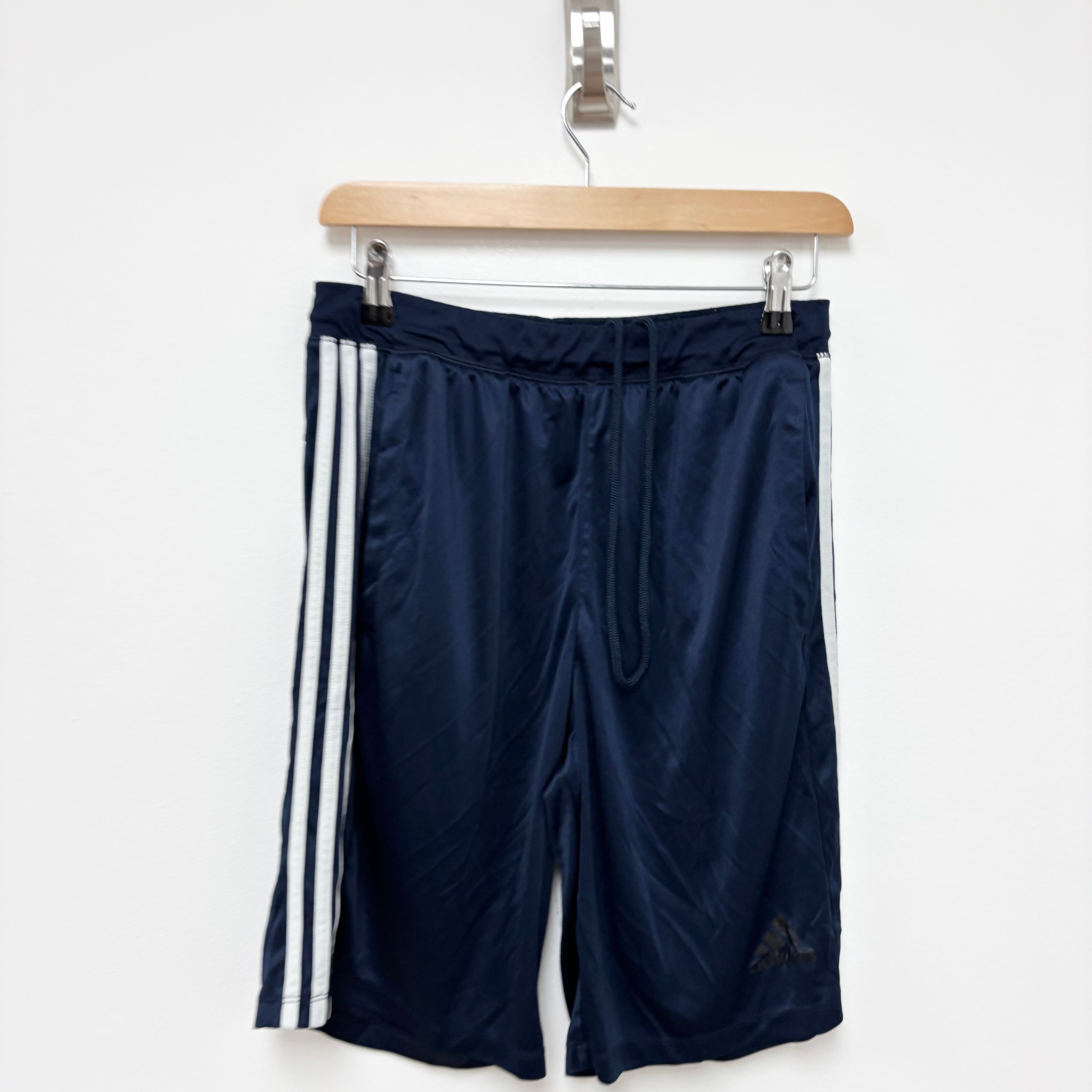 Adidas Shorts Mens Medium Navy Blue Sports Running Gym Athletic Pockets (E)