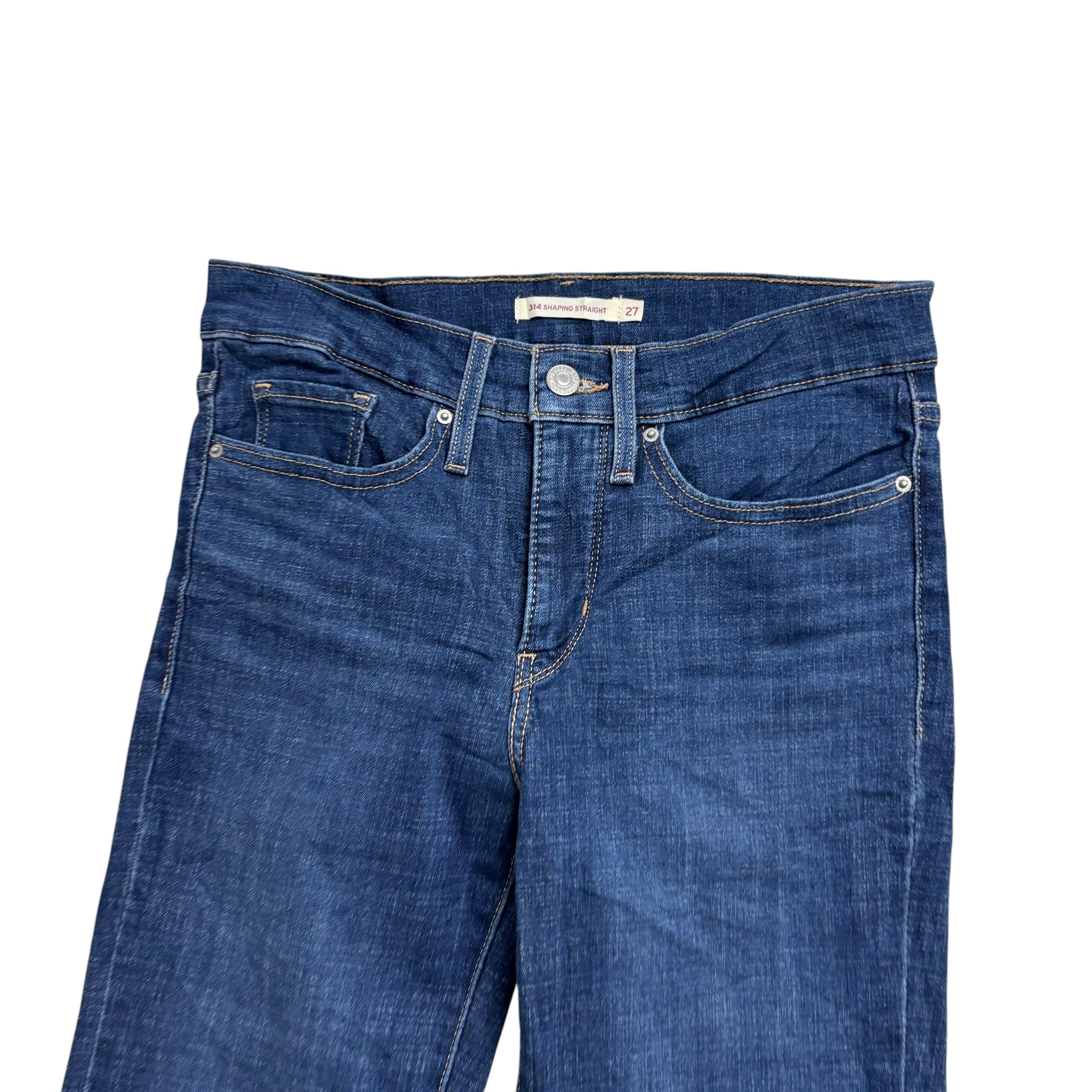 Levis 314 Jeans W27 L32 Womens Mid Blue Shaping Straight Fit Stretch Denim