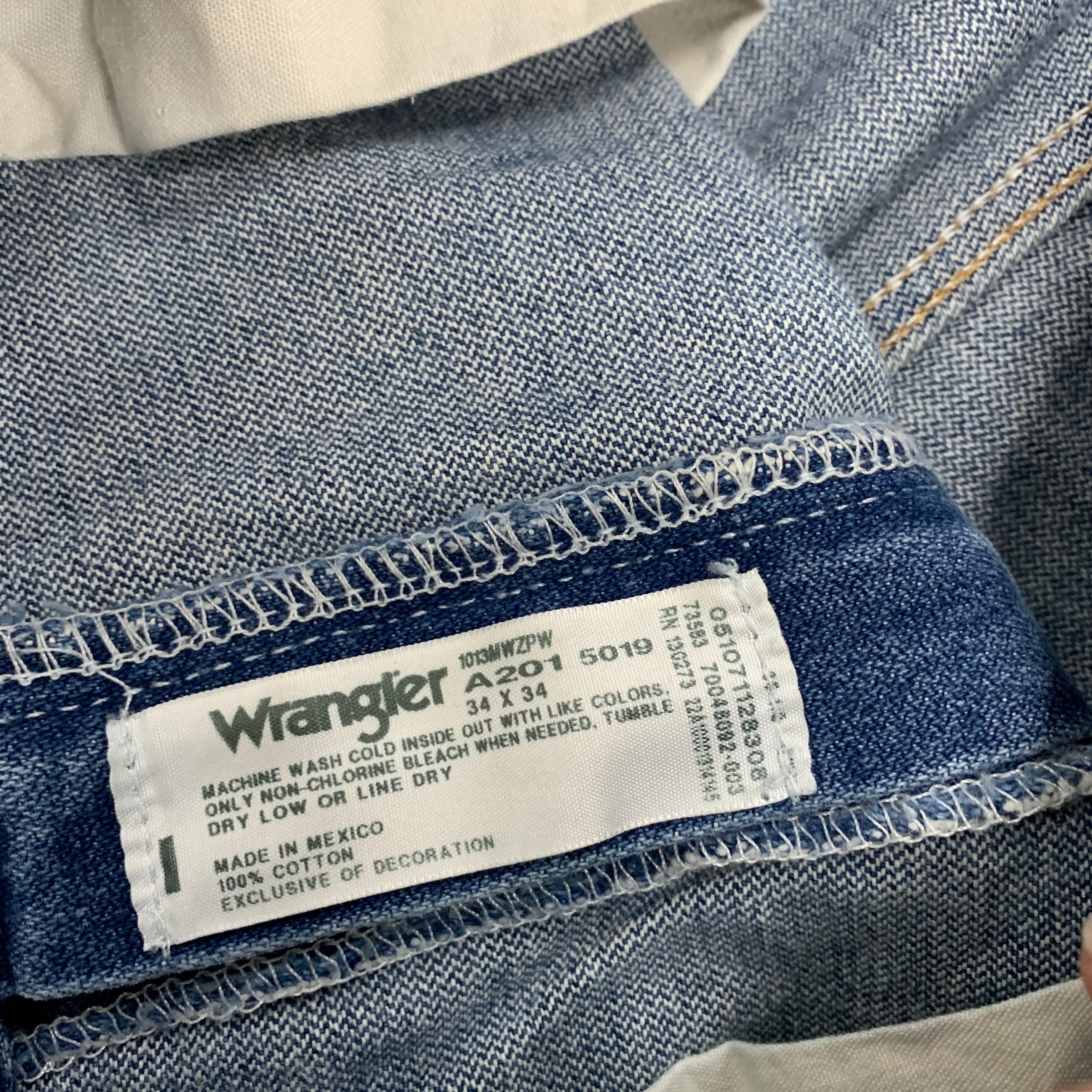 Wrangler Jeans Cowboy Cut W34 L34 Mens Mid Blue 13MWZ Original Fit Vintage Denim