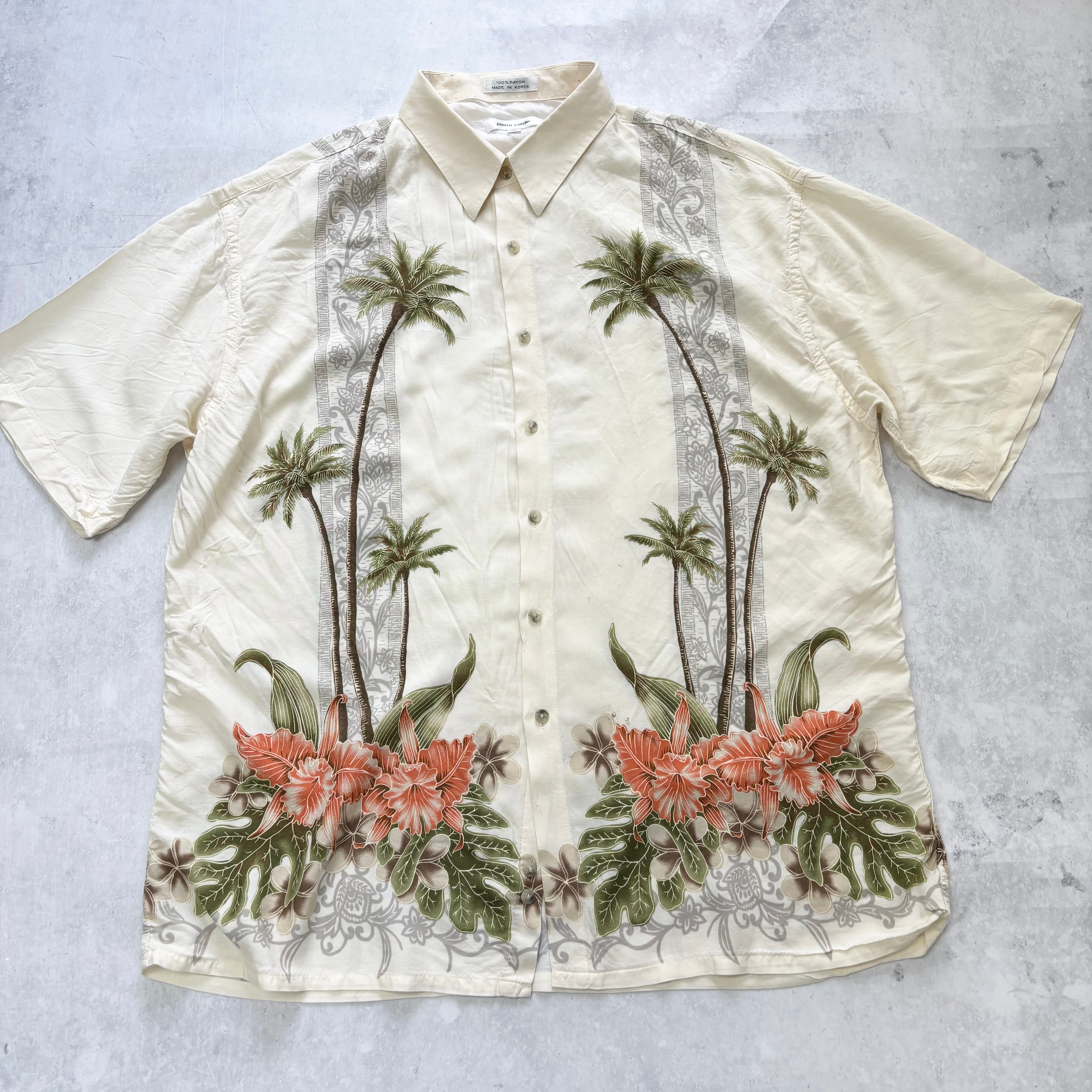 Vintage Hawaiian Shirt Mens XL Yellow Floral Aloha Short Sleeve Rayon