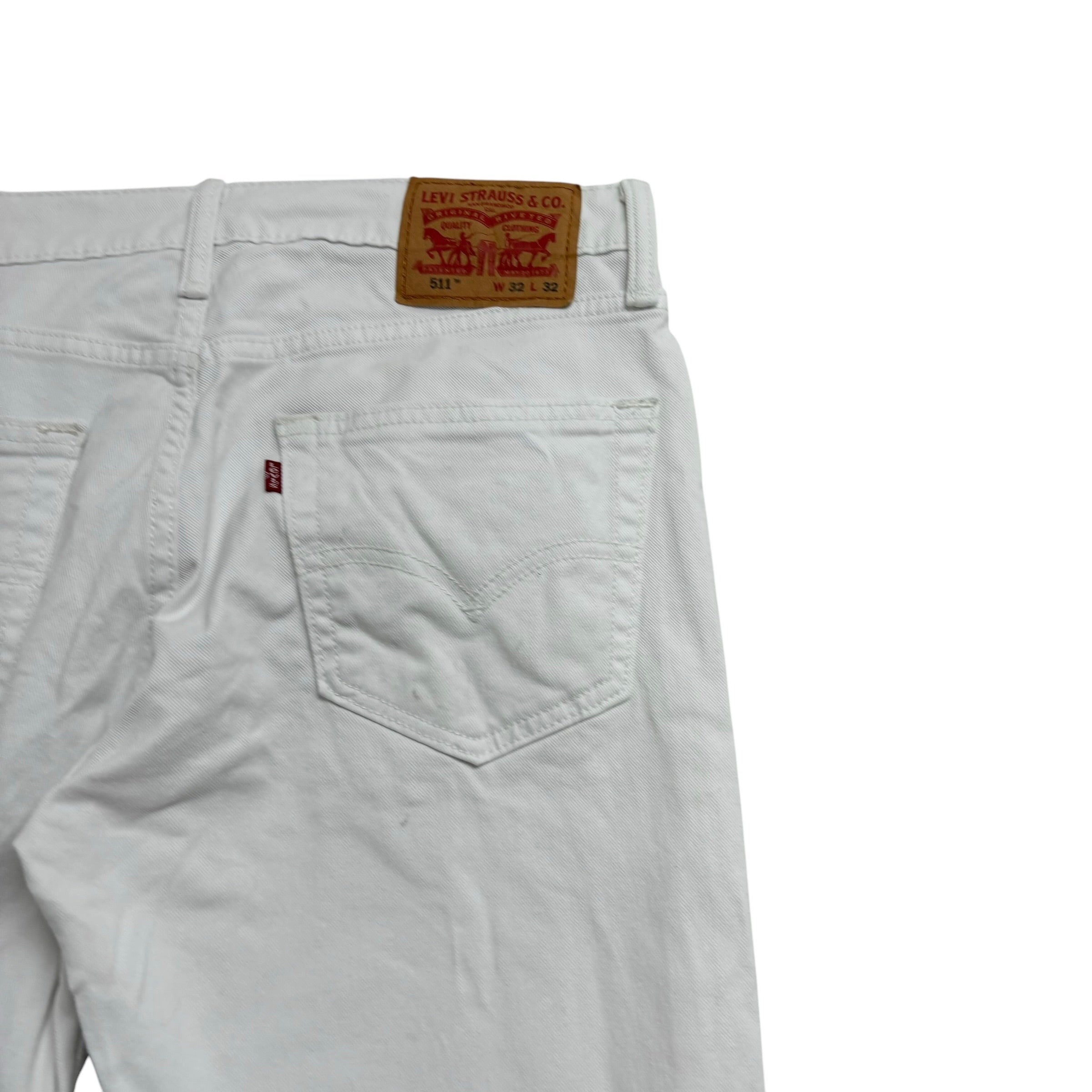 Levis 511 Jeans W32 L32 Mens White Slim Fit Stretch Denim