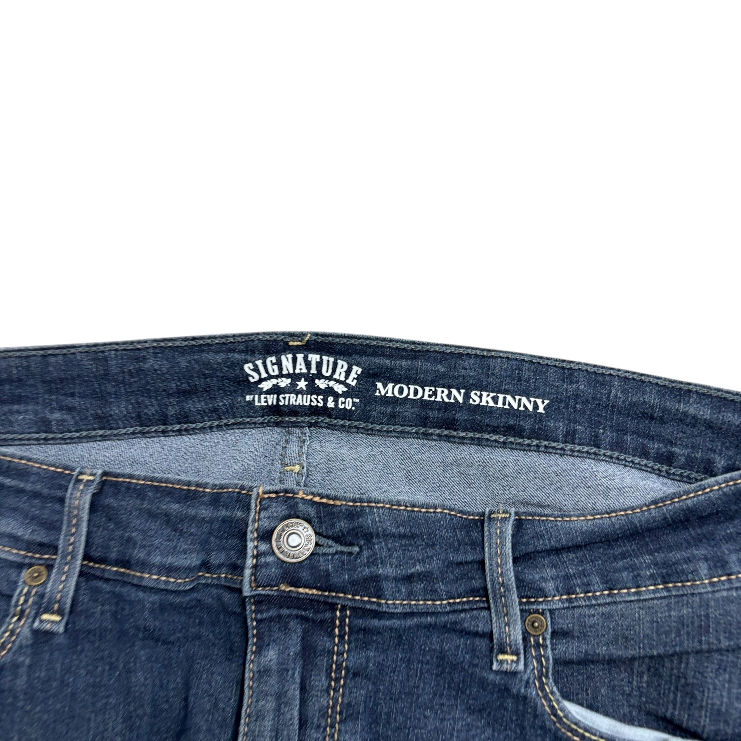 Levis Signature Jeans W36 L27 Womens Skinny Fit Dark Blue Stretch Denim (E)