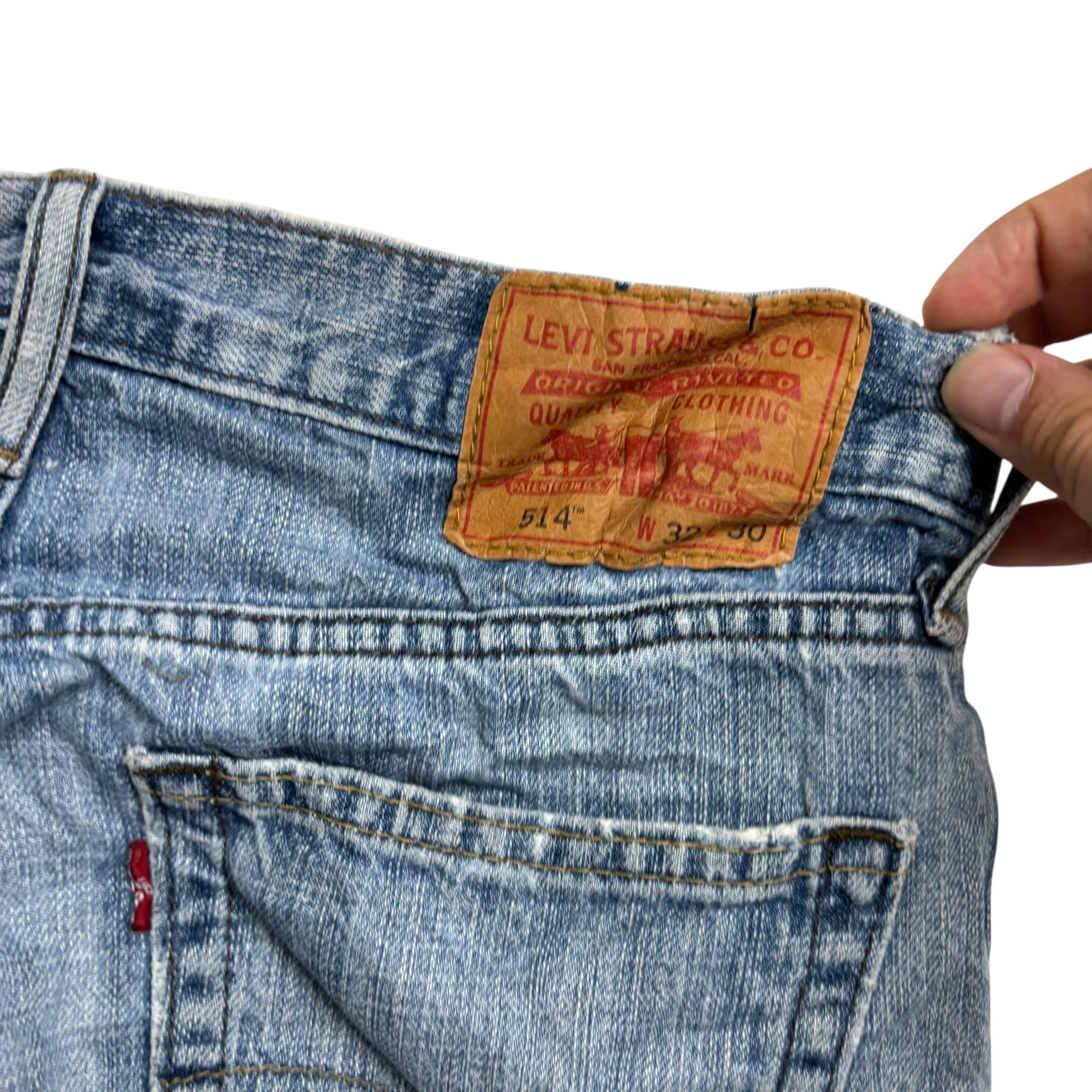 Levis 514 Jeans W32 L30 Mens Light Blue Regular Straight Fit Vintage Denim