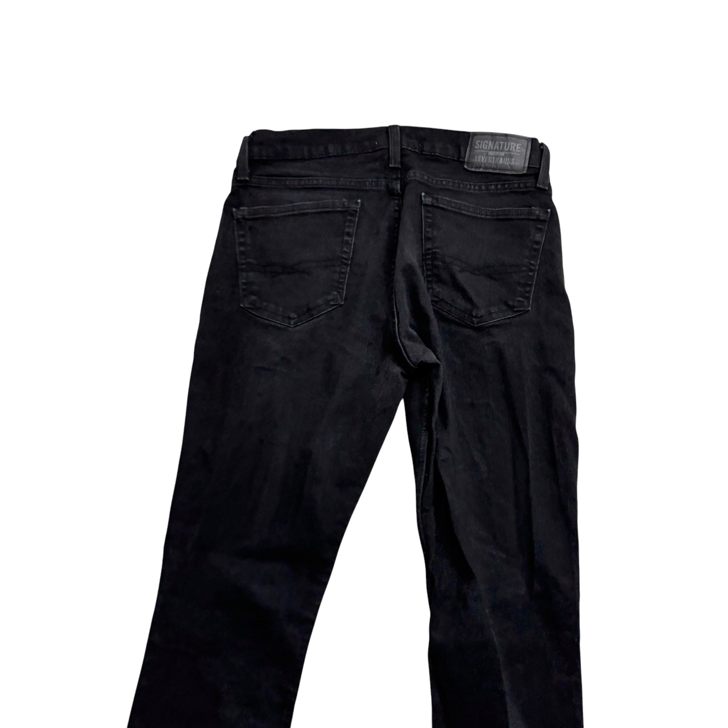 Levis Signature Jeans W32 L30 Mens Black Slim Fit Stretch Denim (E)