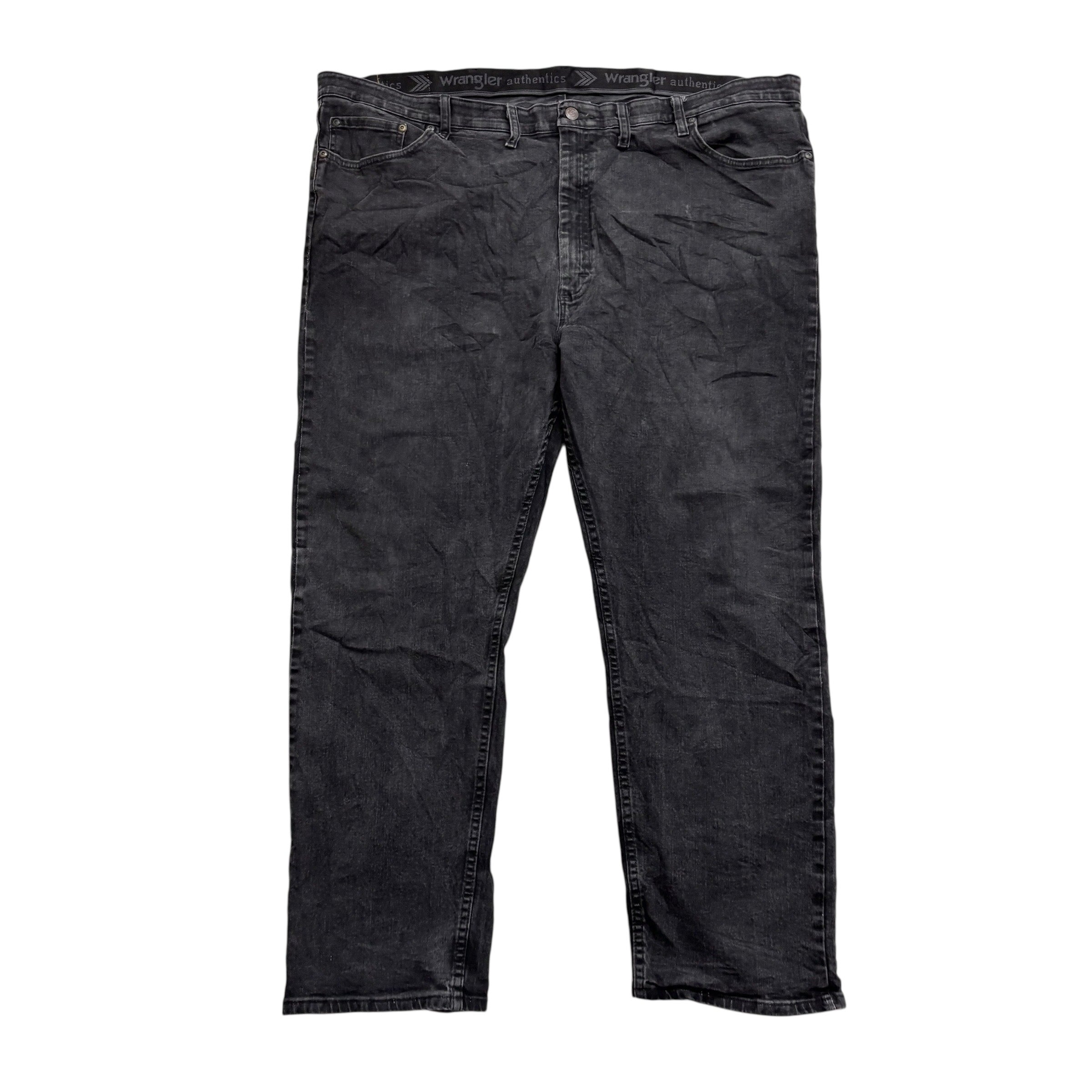 Wrangler Jeans W48 L30 Mens Black Regular Straight Fit Stretch Denim
