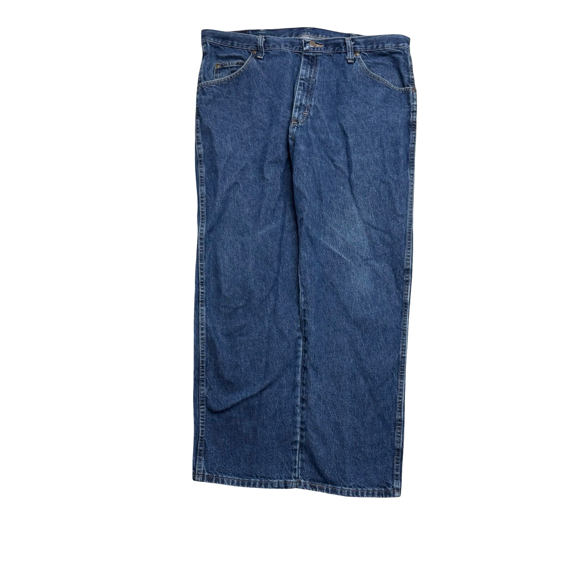 Wrangler Jeans W40 L30 Mens Mid Blue Regular Straight Fit Denim (E)