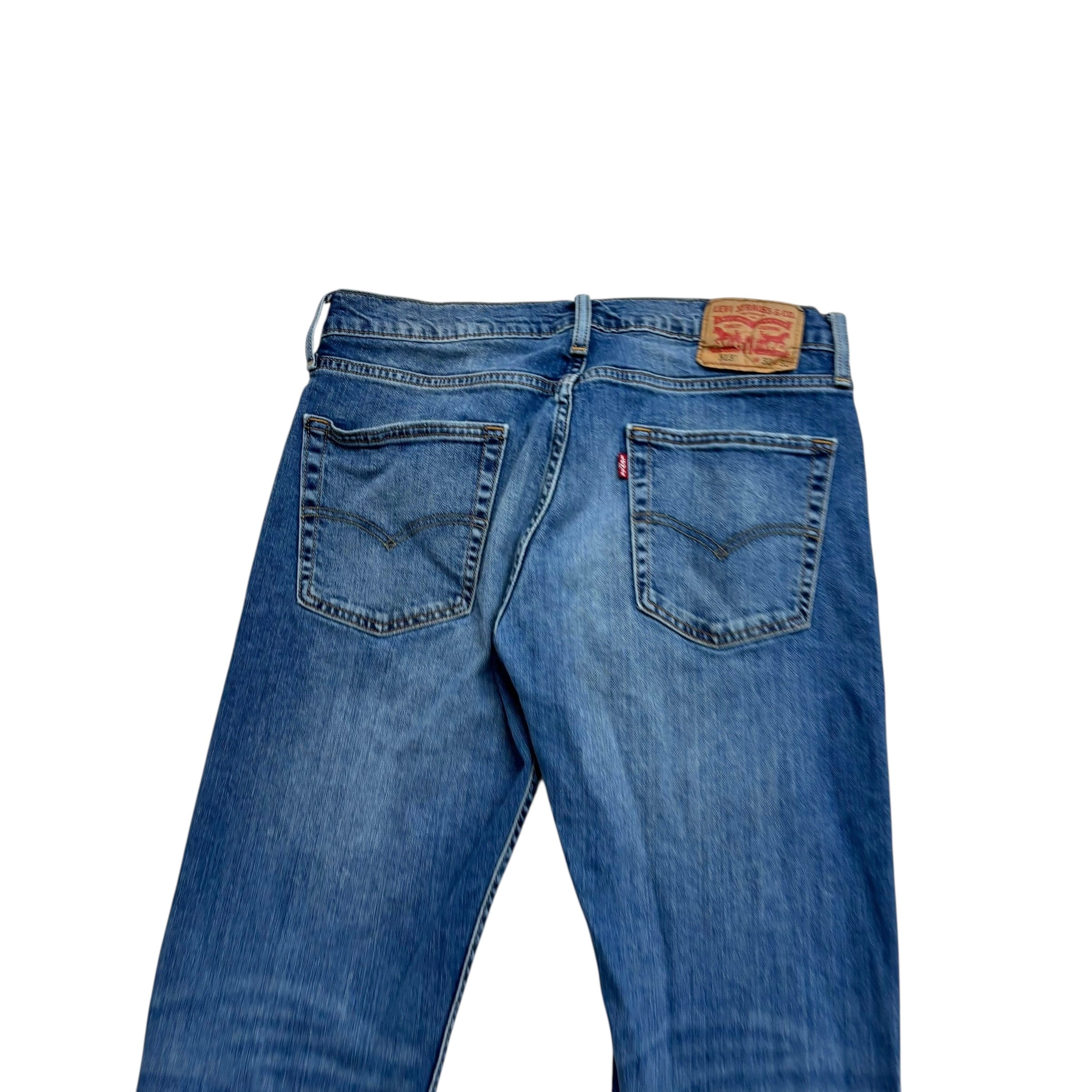 Levis 513 Jeans W32 L32 Mens Mid Blue Slim Straight Fit Stretch Denim (E)