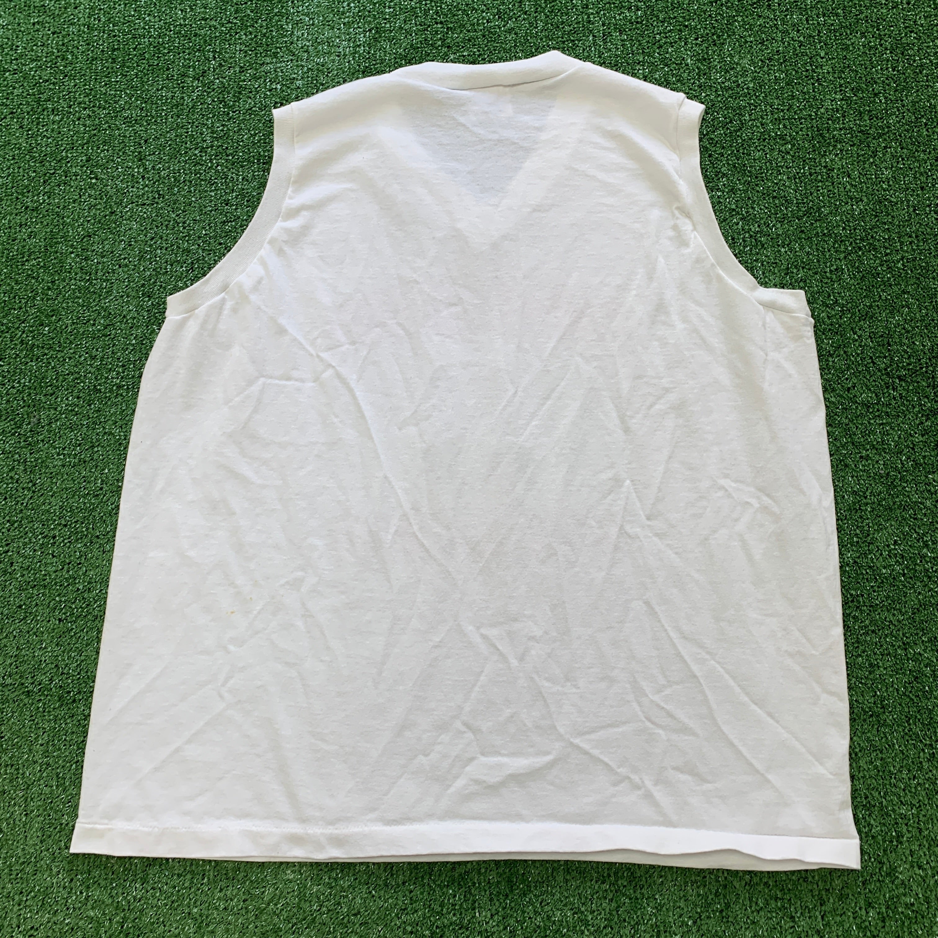 Vintage T Shirt Mens Large Vest White Single Stitch Graphic Print 90s USA