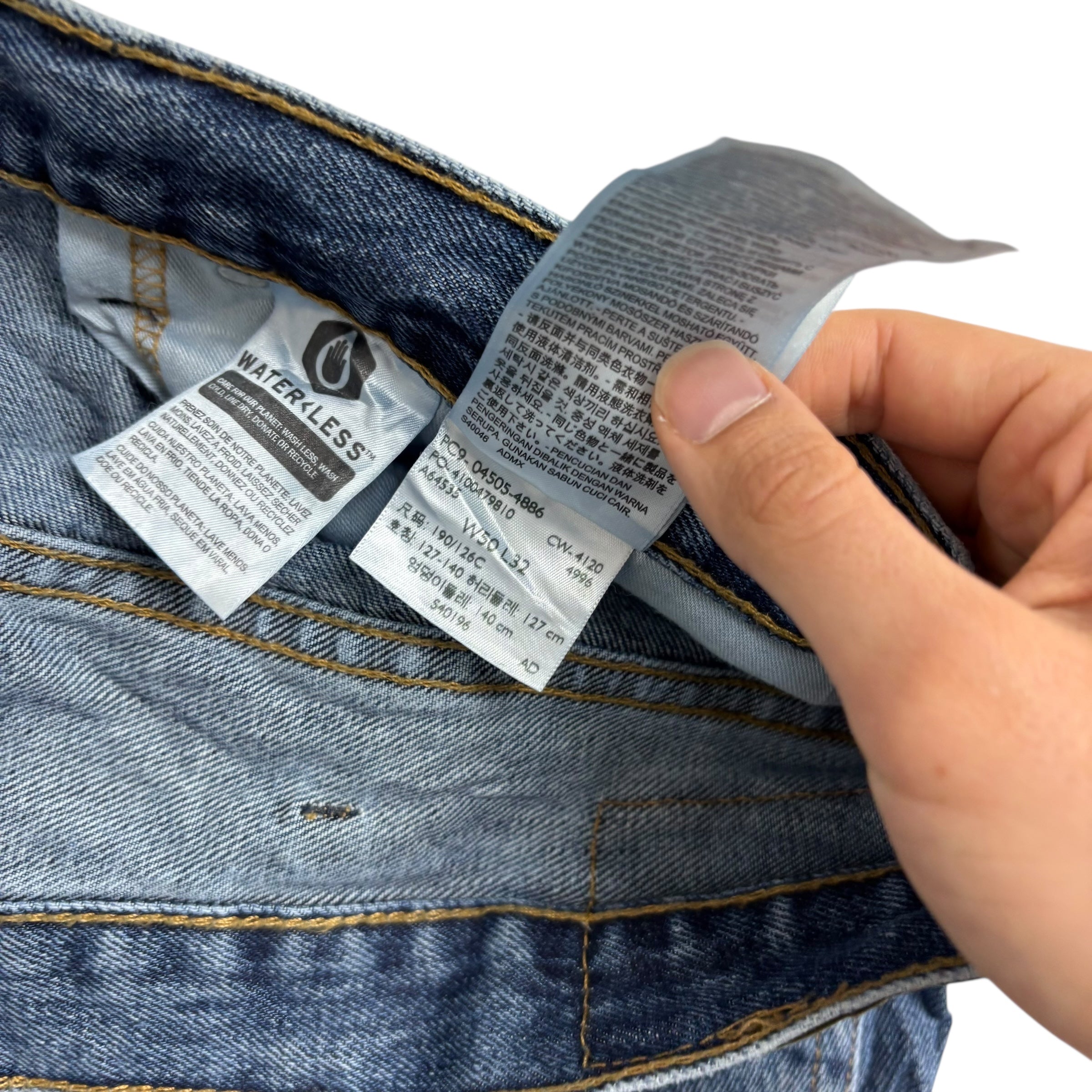 Levis 505 Jeans W50 L32 Mens Mid Blue Regular Straight Fit Denim (F)