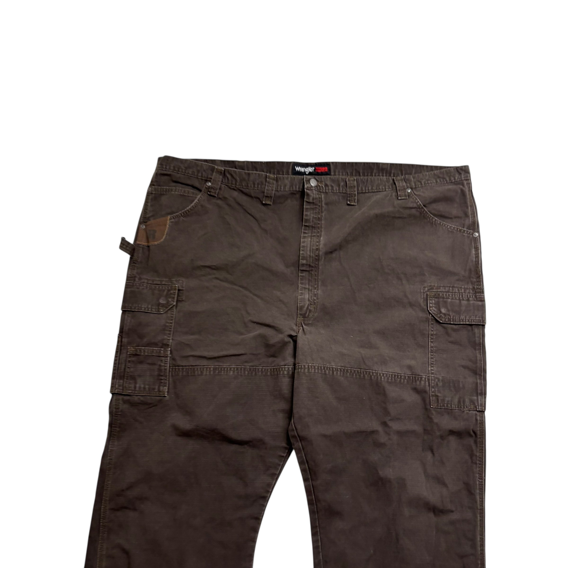 Wrangler Carpenter Pants W54 L30 Mens Brown Relaxed Straight Cargo Trousers (E)