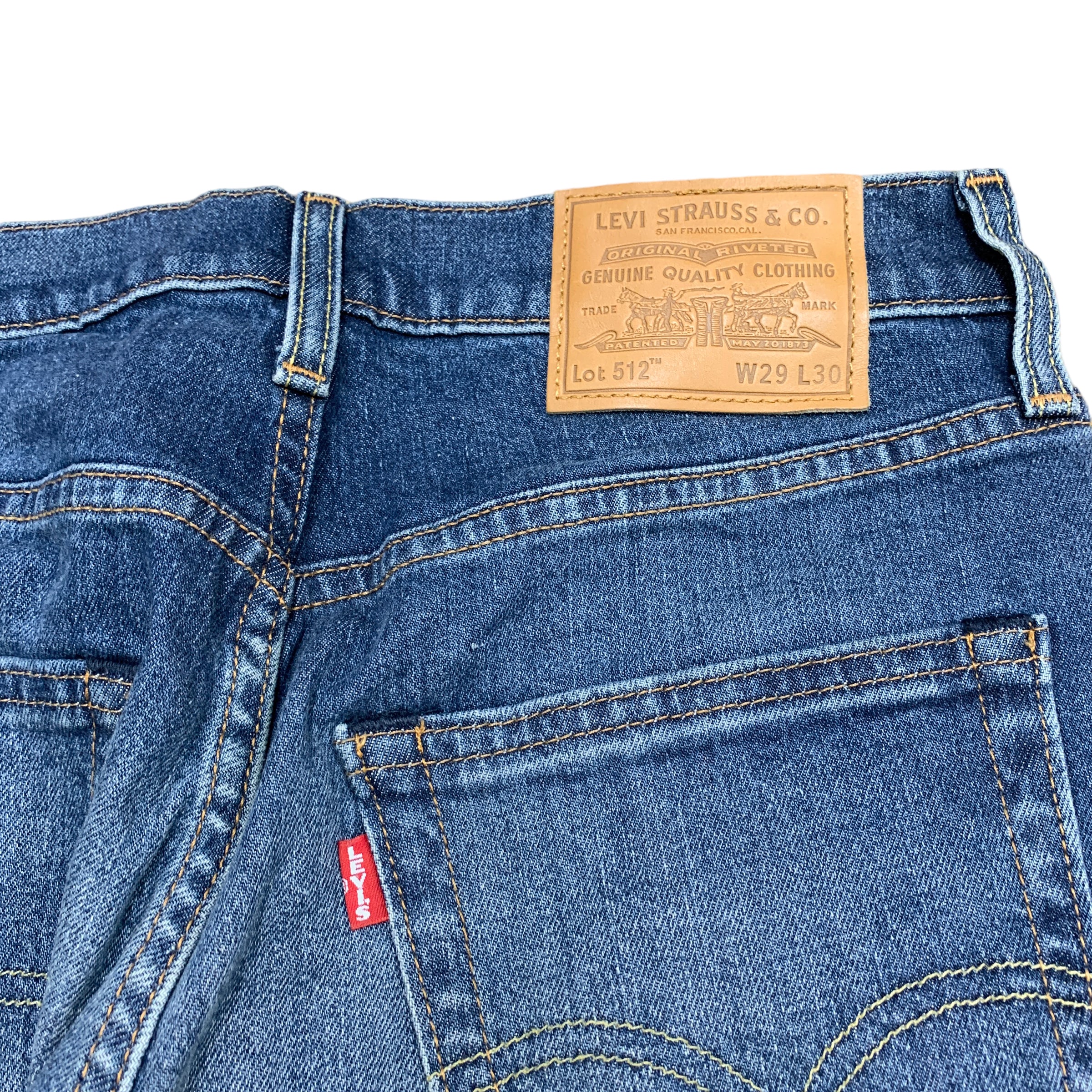 Levis 512 Jeans W29 L30 Mens Blue Slim Taper Stretch Premium Big E