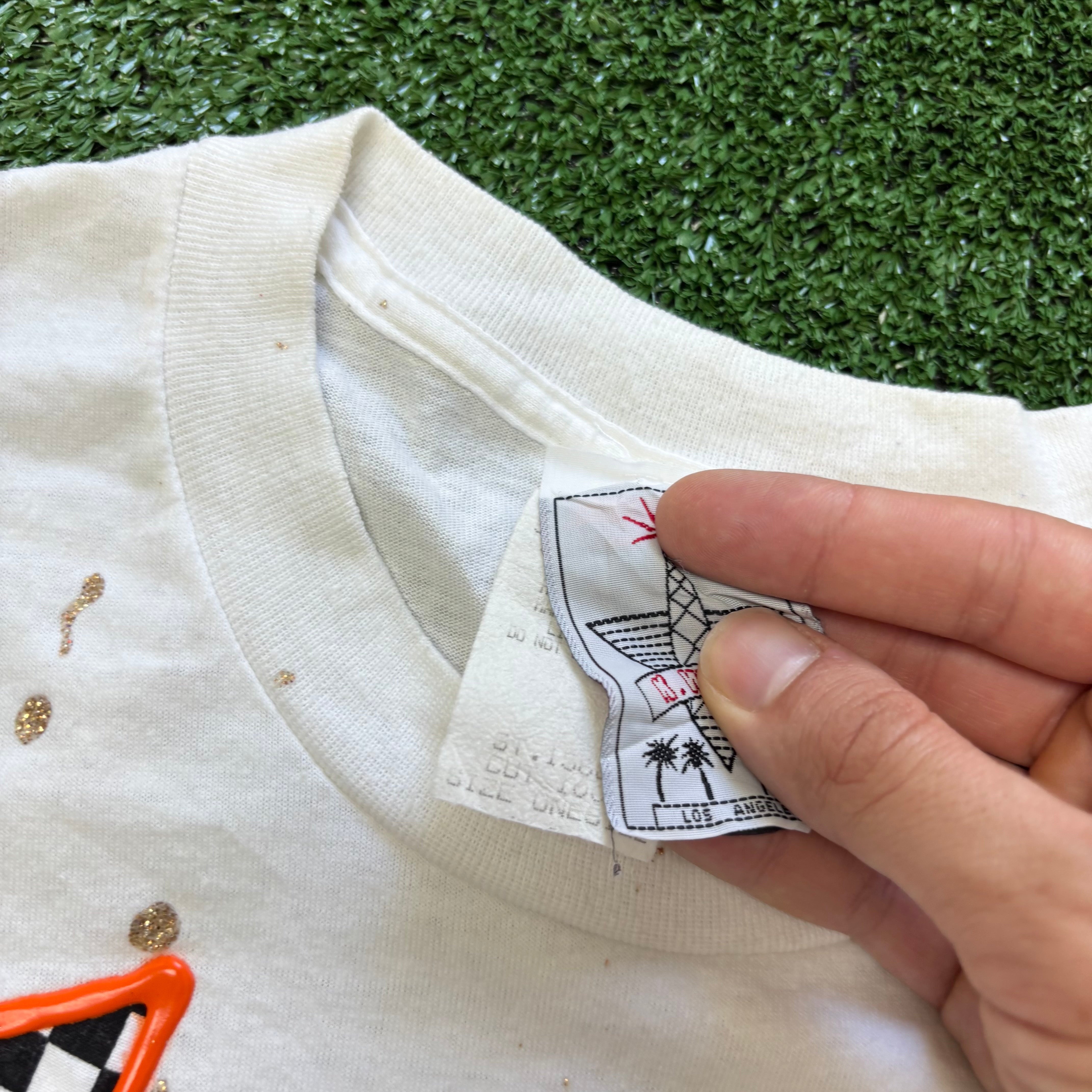 Vintage T Shirt Mens Medium White Single Stitch Graphic Print 90s USA