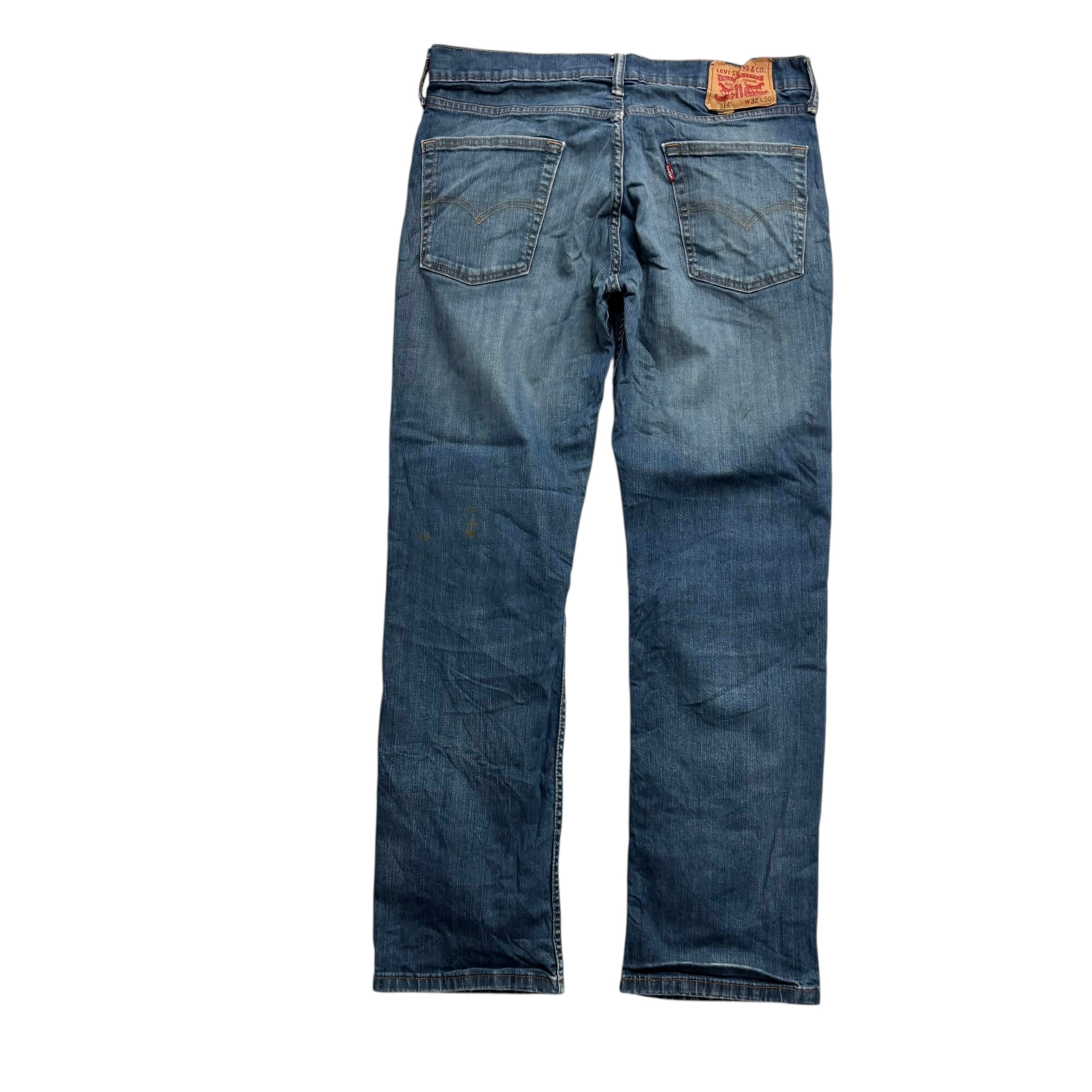 Levis 514 Jeans W32 L30 Mens Dark Blue Regular Straight Fit Stretch Denim (F)