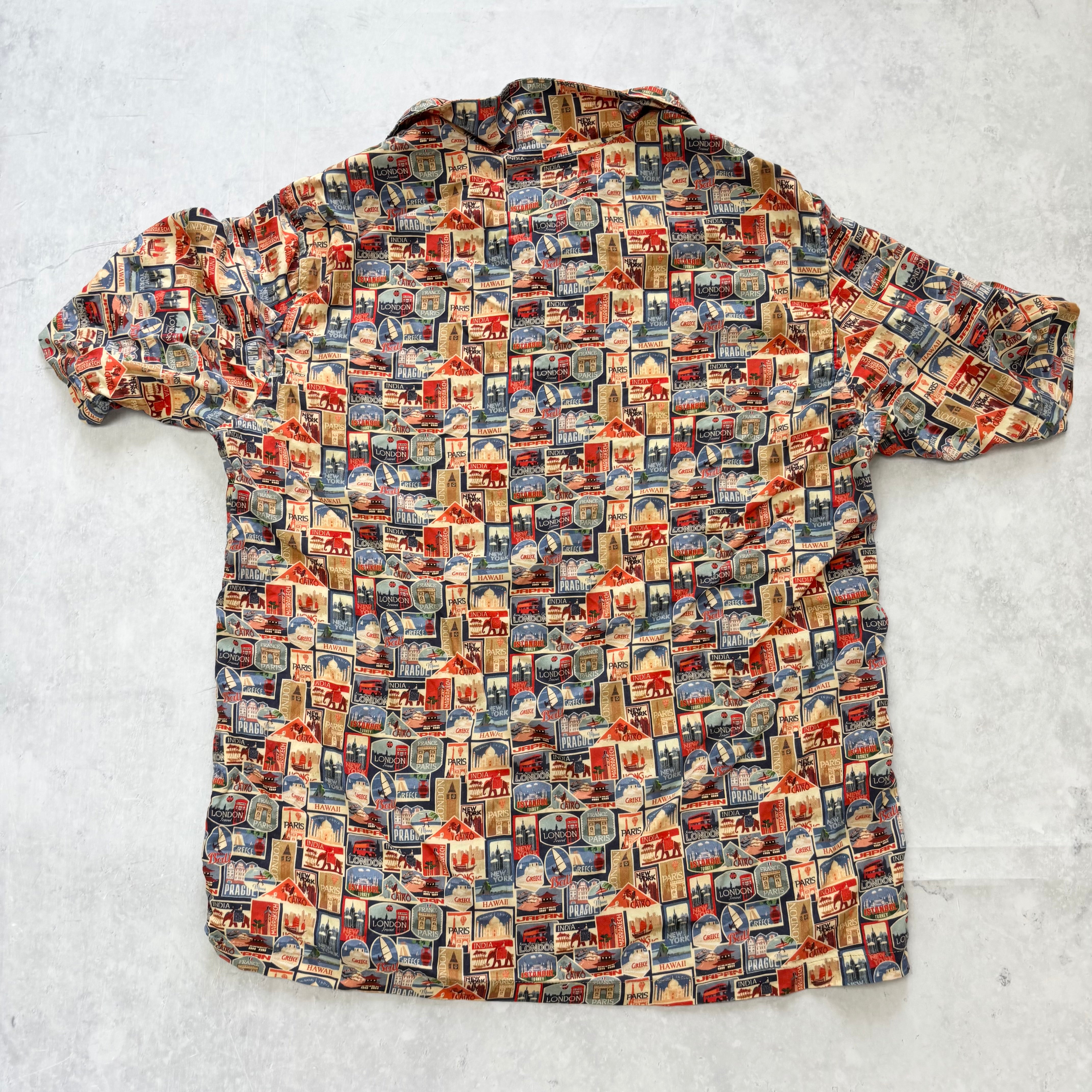 Reserved Shirt Mens Small Red All Over Print Short Sleeve Viscose (E)