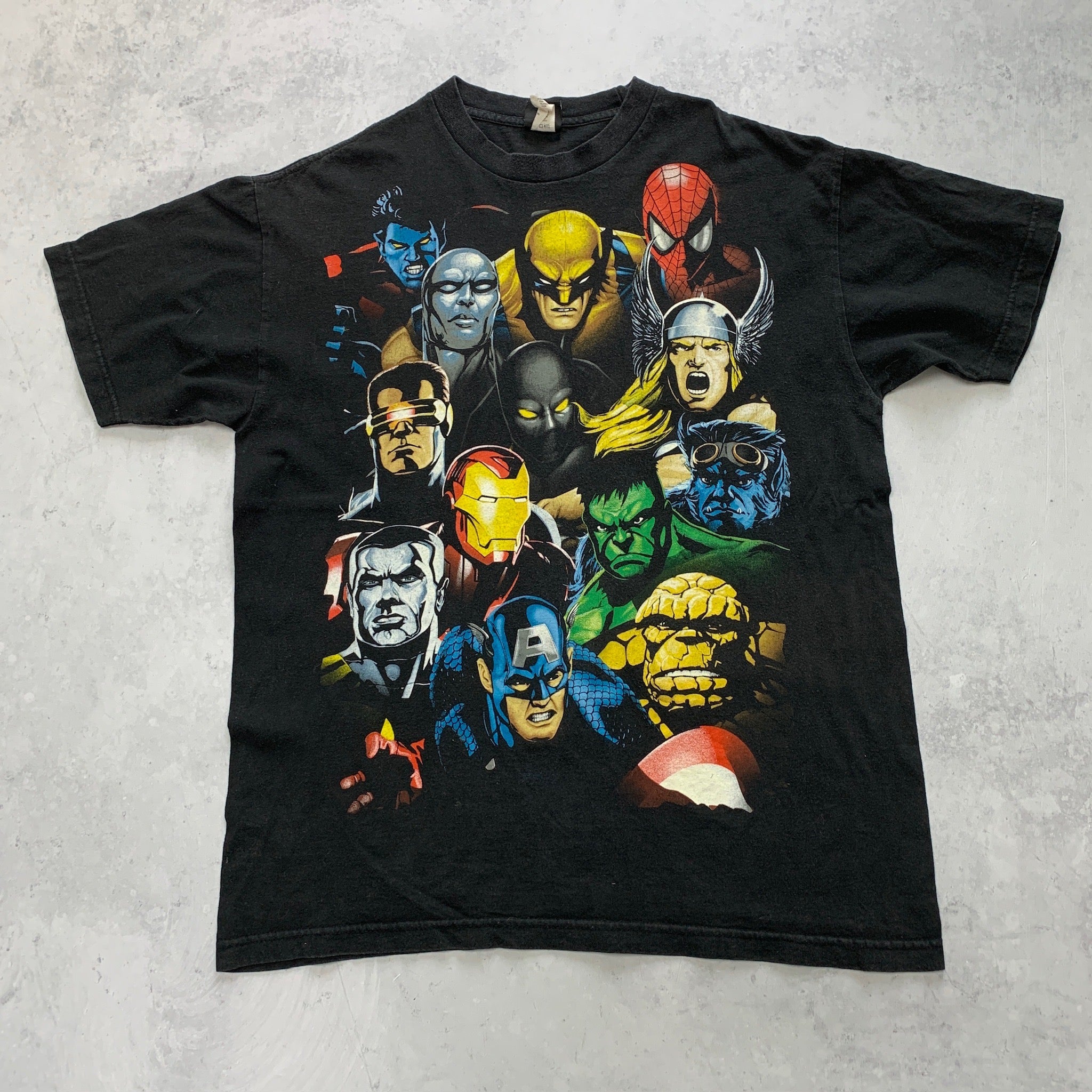 Vintage T Shirt Mens Large Black Marvel Mad Engine Graphic Print Comics Y2K